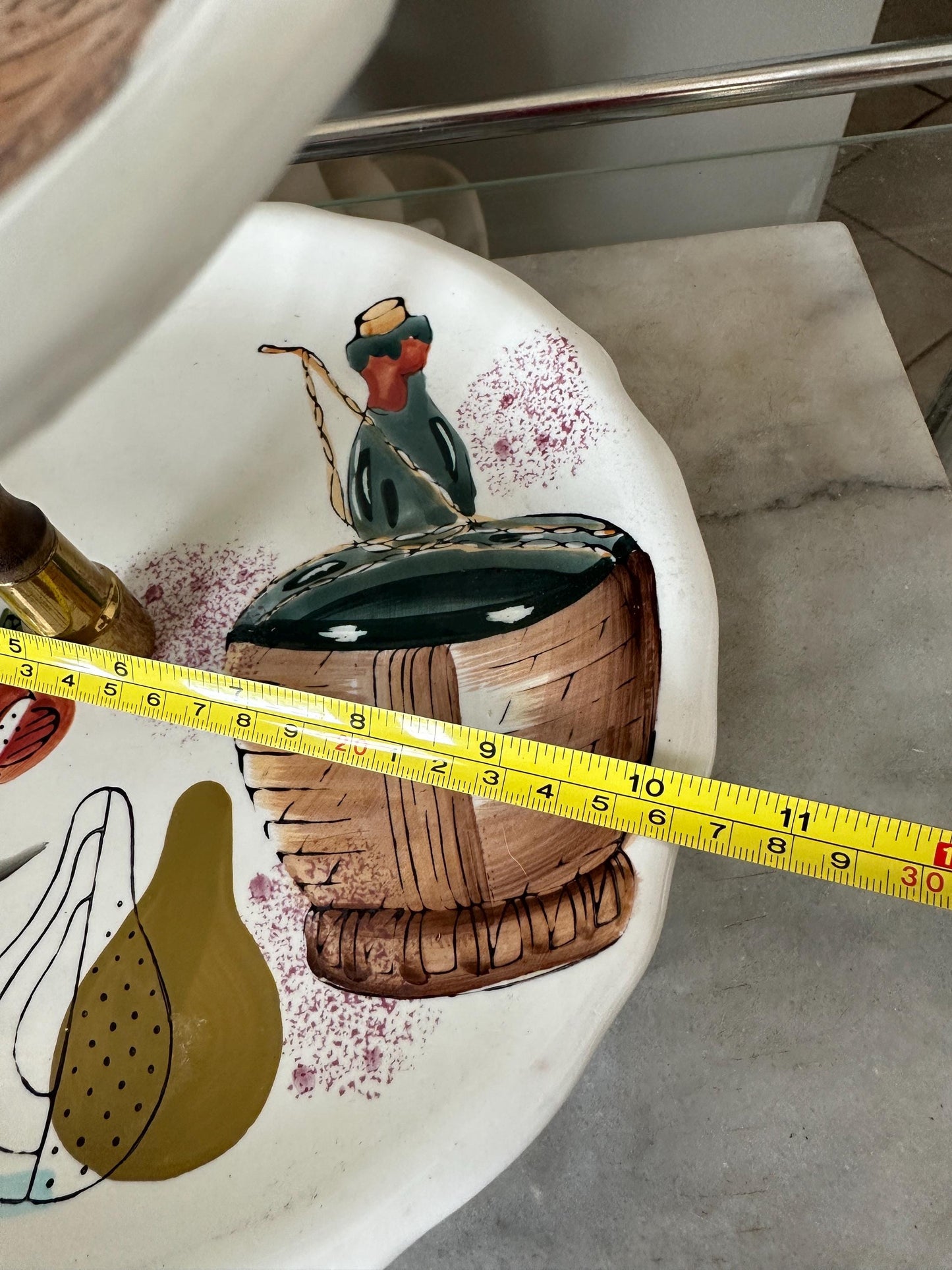 Mid Century Ceramic Tiered Plate Server: 1950s Japanese Wine Cheese Tray