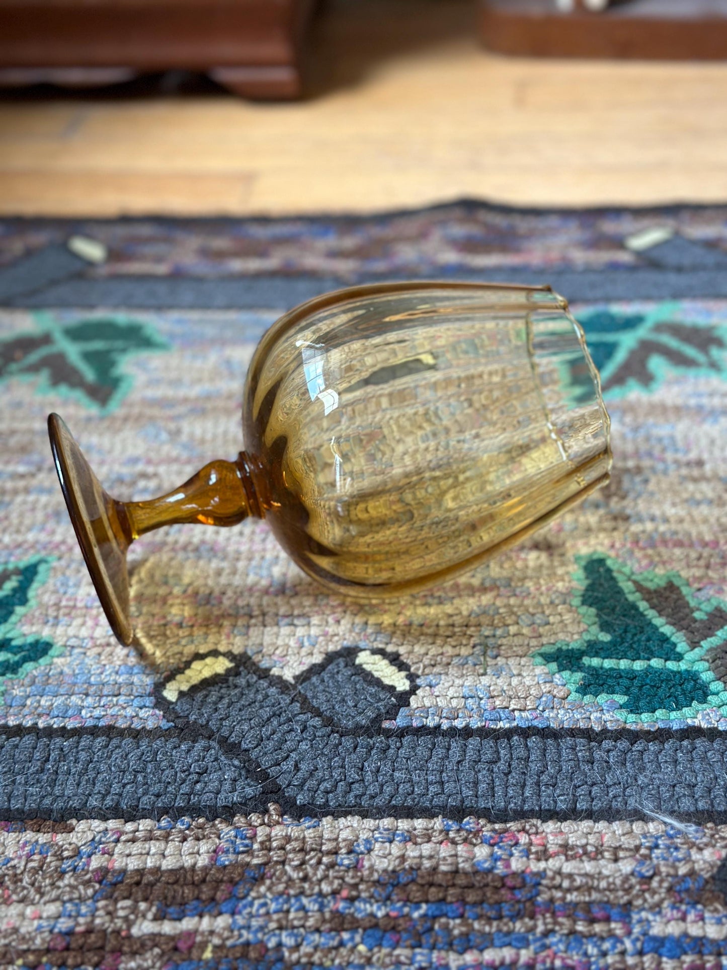 Vintage Empoli Amber Glass Snifter: Mid-Century Modern Italian Art Glass