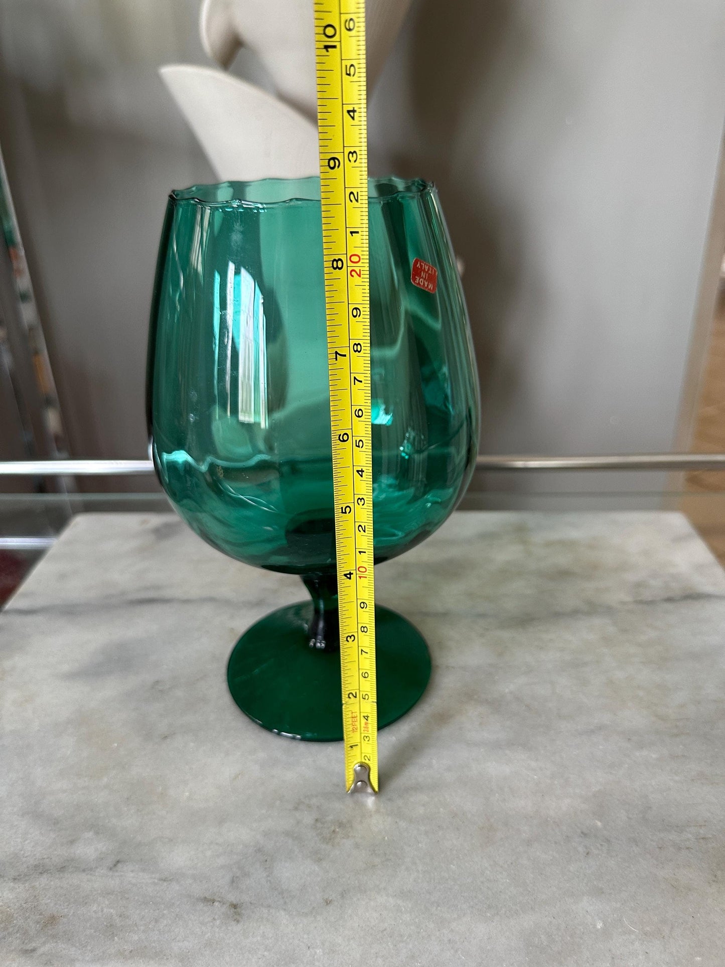 Vintage Empoli Teal Art Glass Snifter: Mid-Century Modern Italy