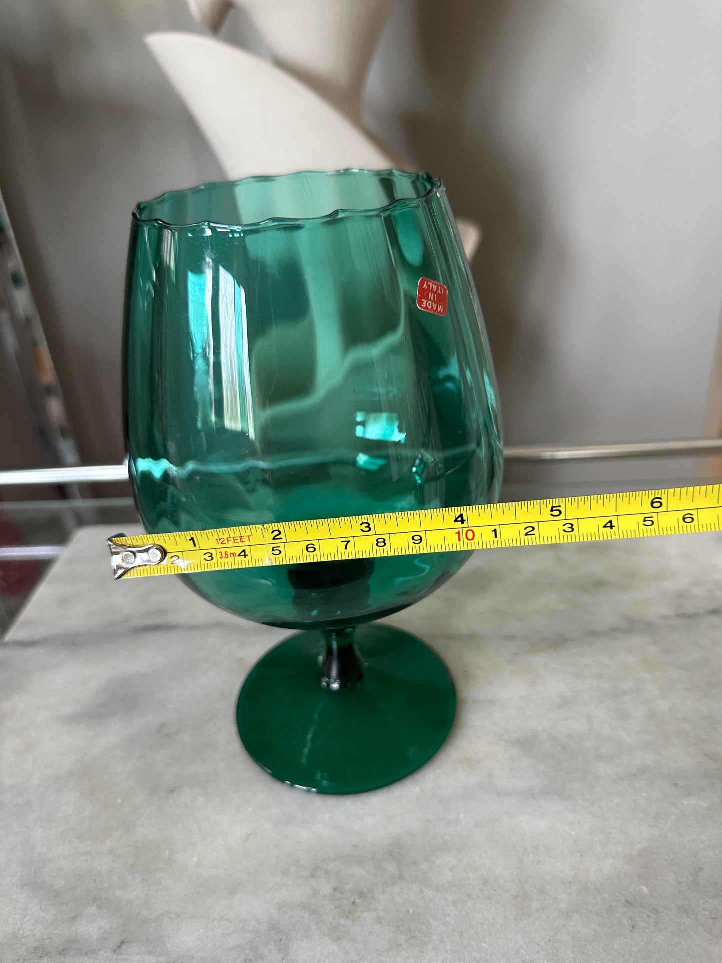 Vintage Empoli Teal Art Glass Snifter: Mid-Century Modern Italy