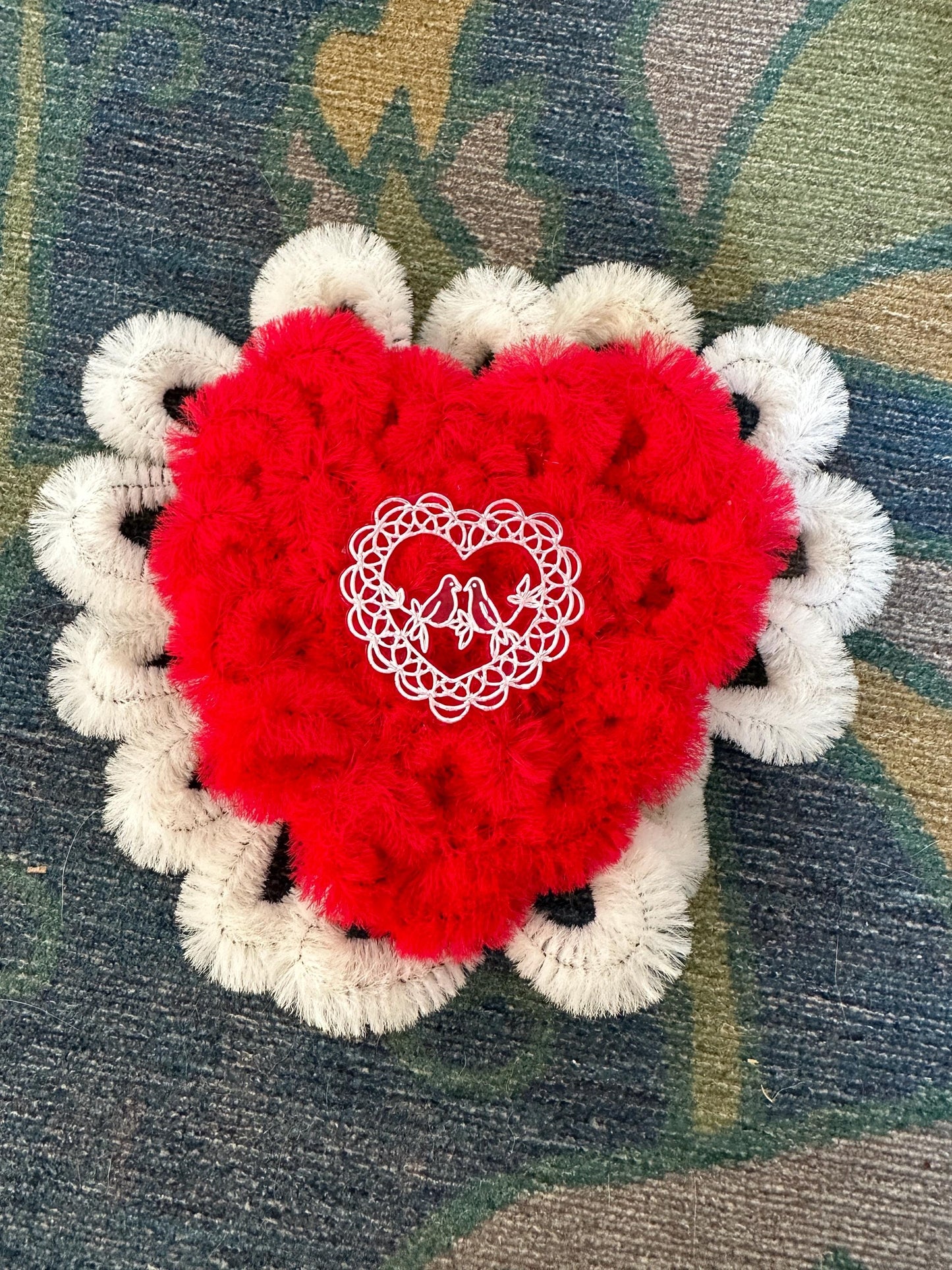 Vintage Valentine's Day Ephemera Set: Cupid, Candy Box, Chenille Heart