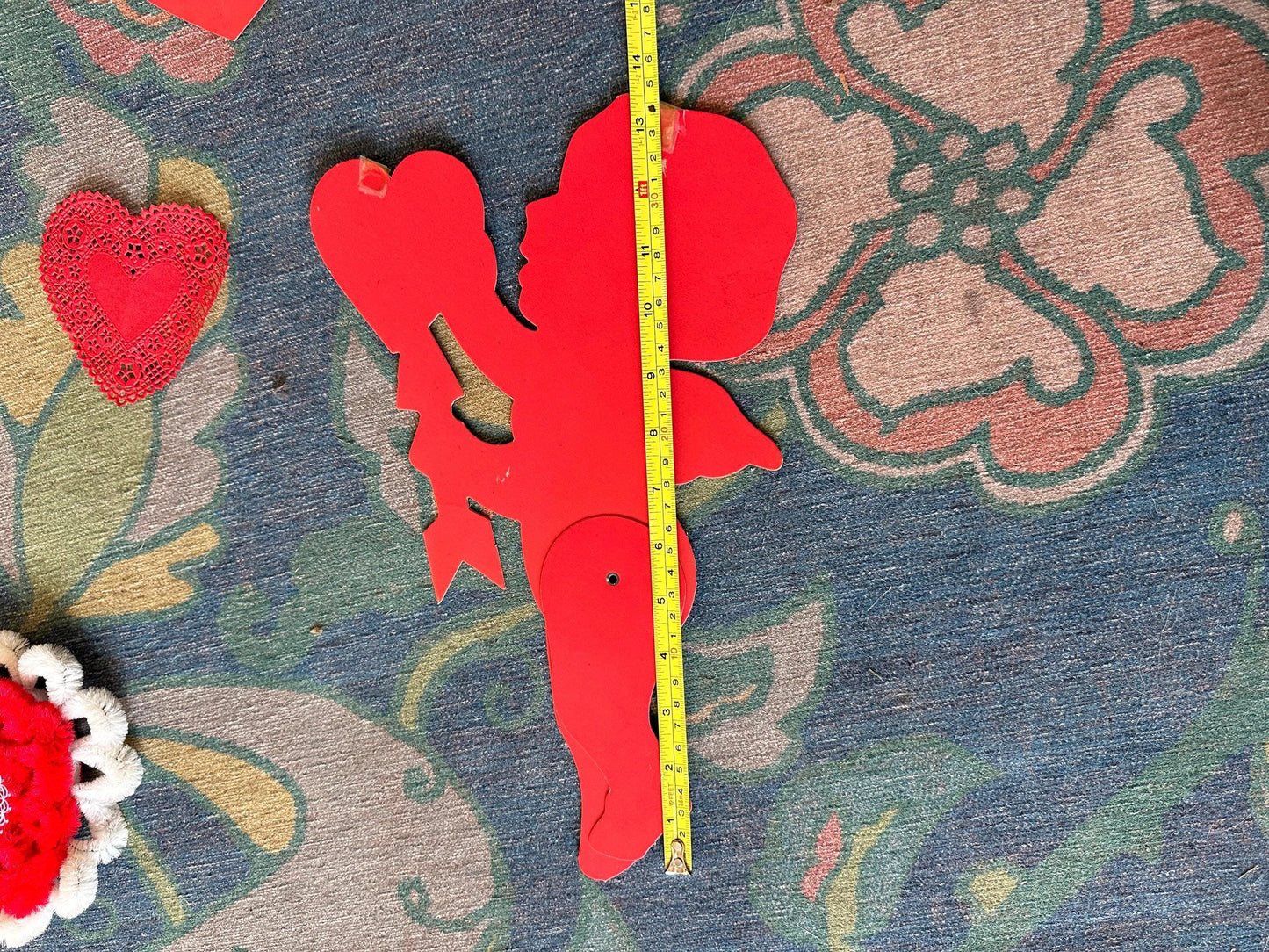 Vintage Valentine's Day Ephemera Set: Cupid, Candy Box, Chenille Heart