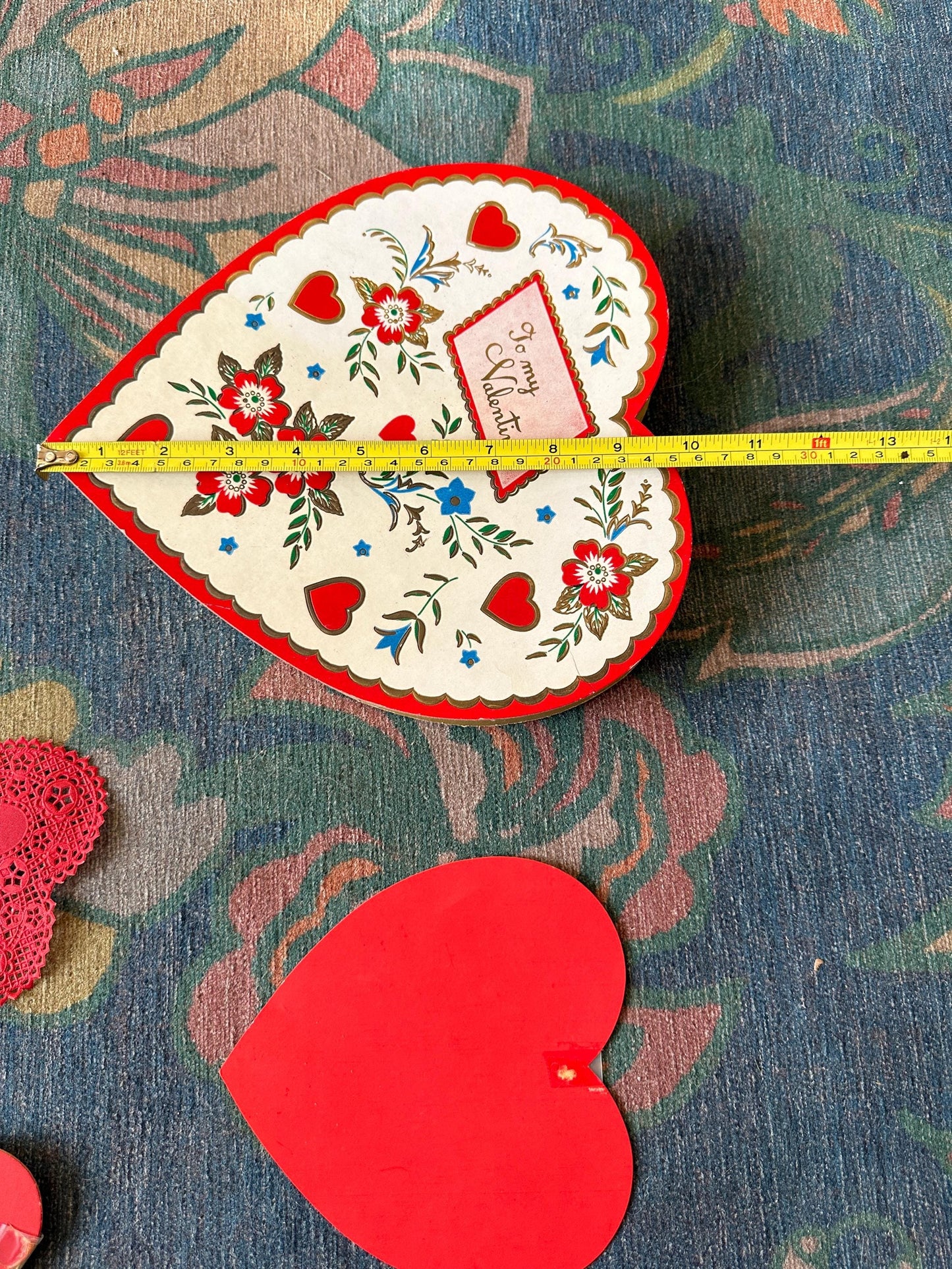 Vintage Valentine's Day Ephemera Set: Cupid, Candy Box, Chenille Heart