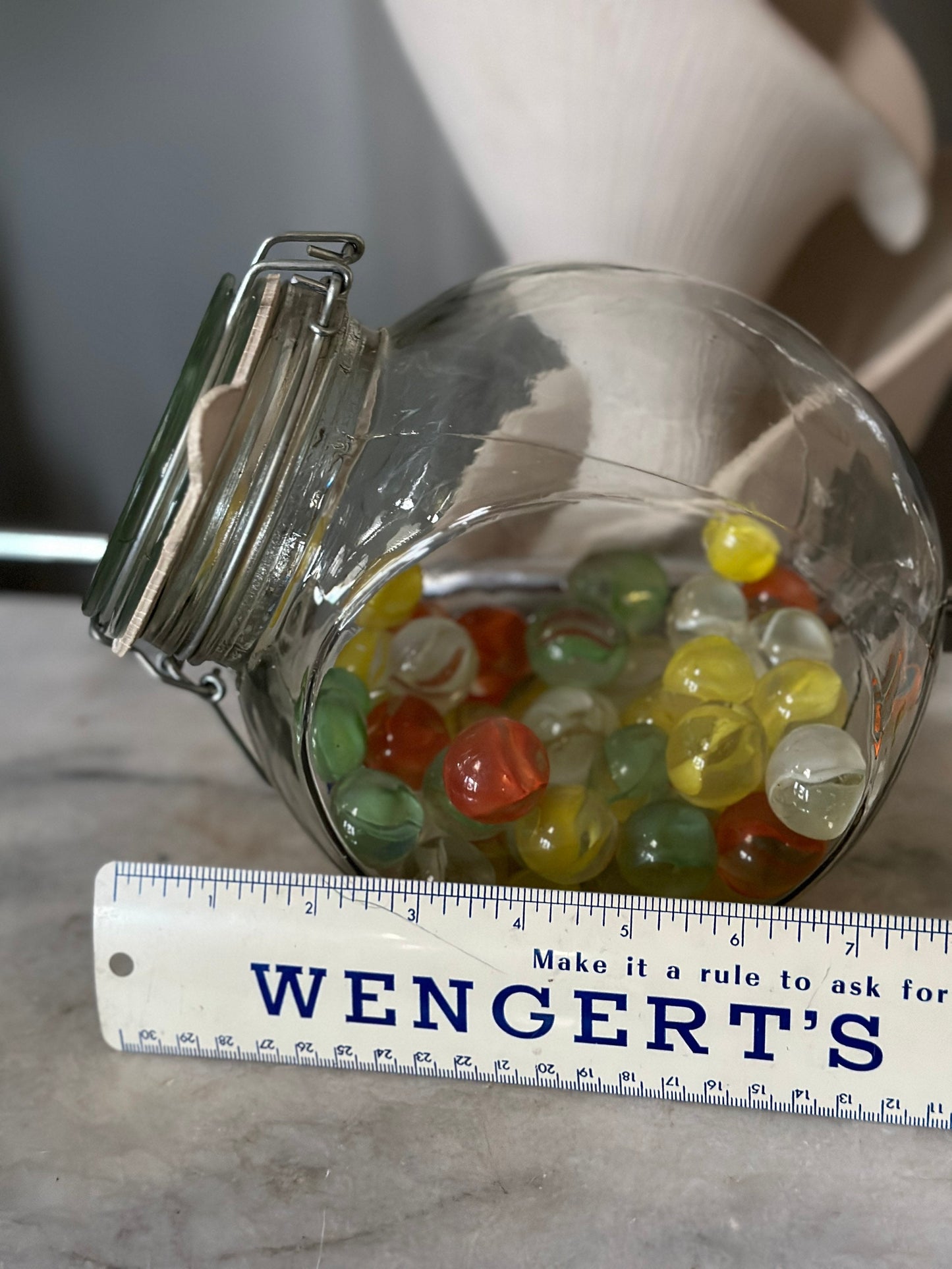 Vintage Cat Eye Marbles Set - 50+ Glass Marbles in Penny Candy Jar
