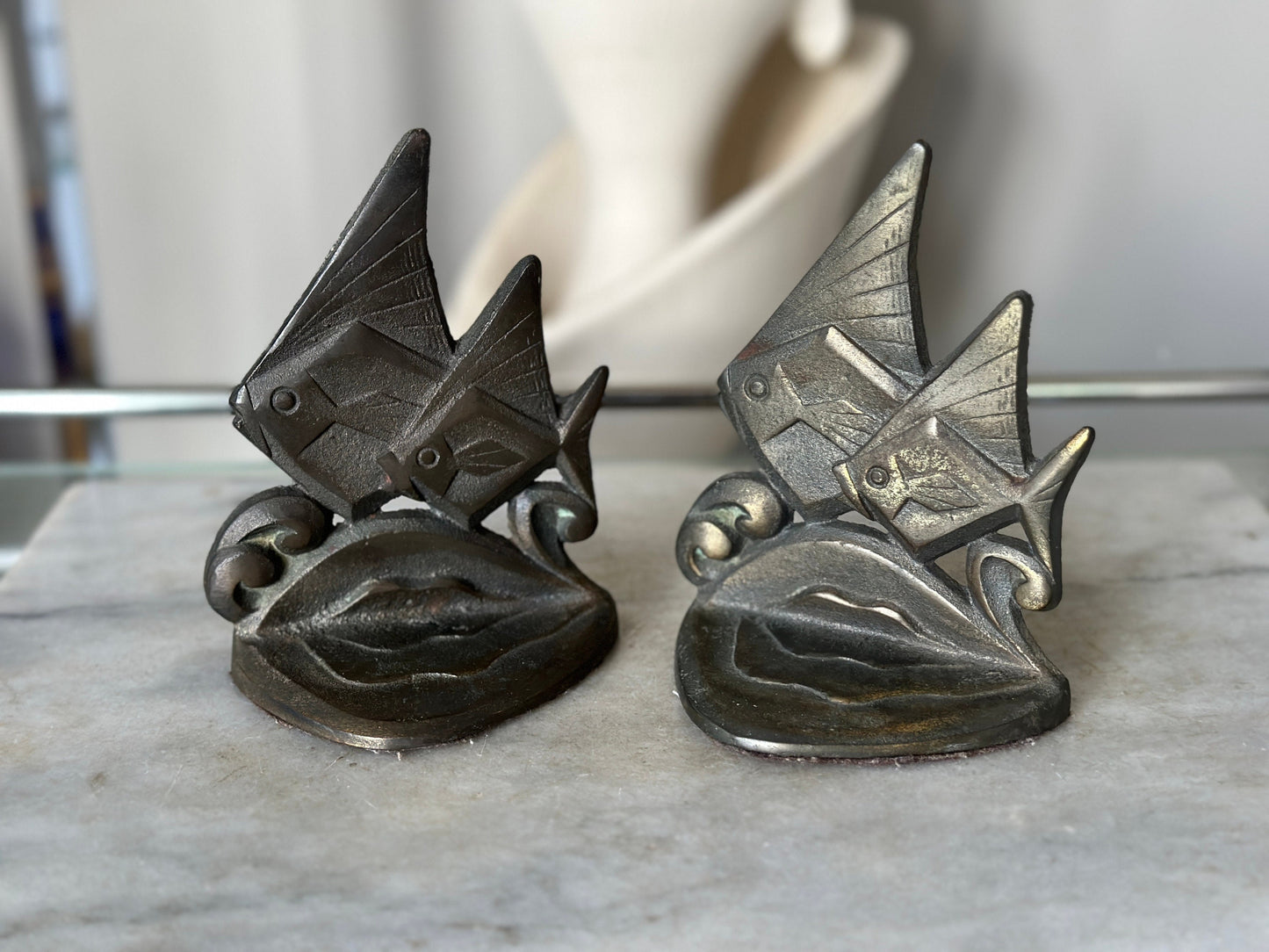 Antique Art Deco Cast Iron Angelfish