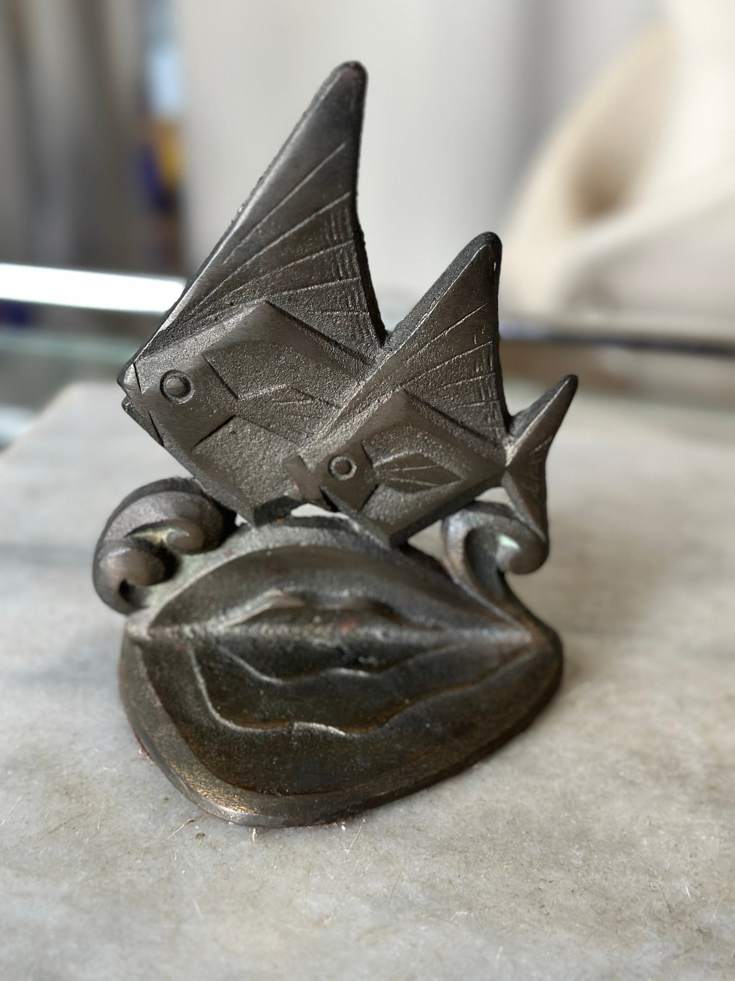 Antique Art Deco Cast Iron Angelfish