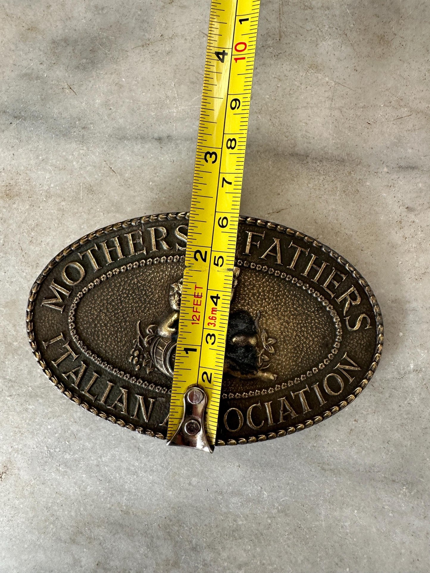 Vintage 1970s Italian Association Belt Buckle: Brass Plated