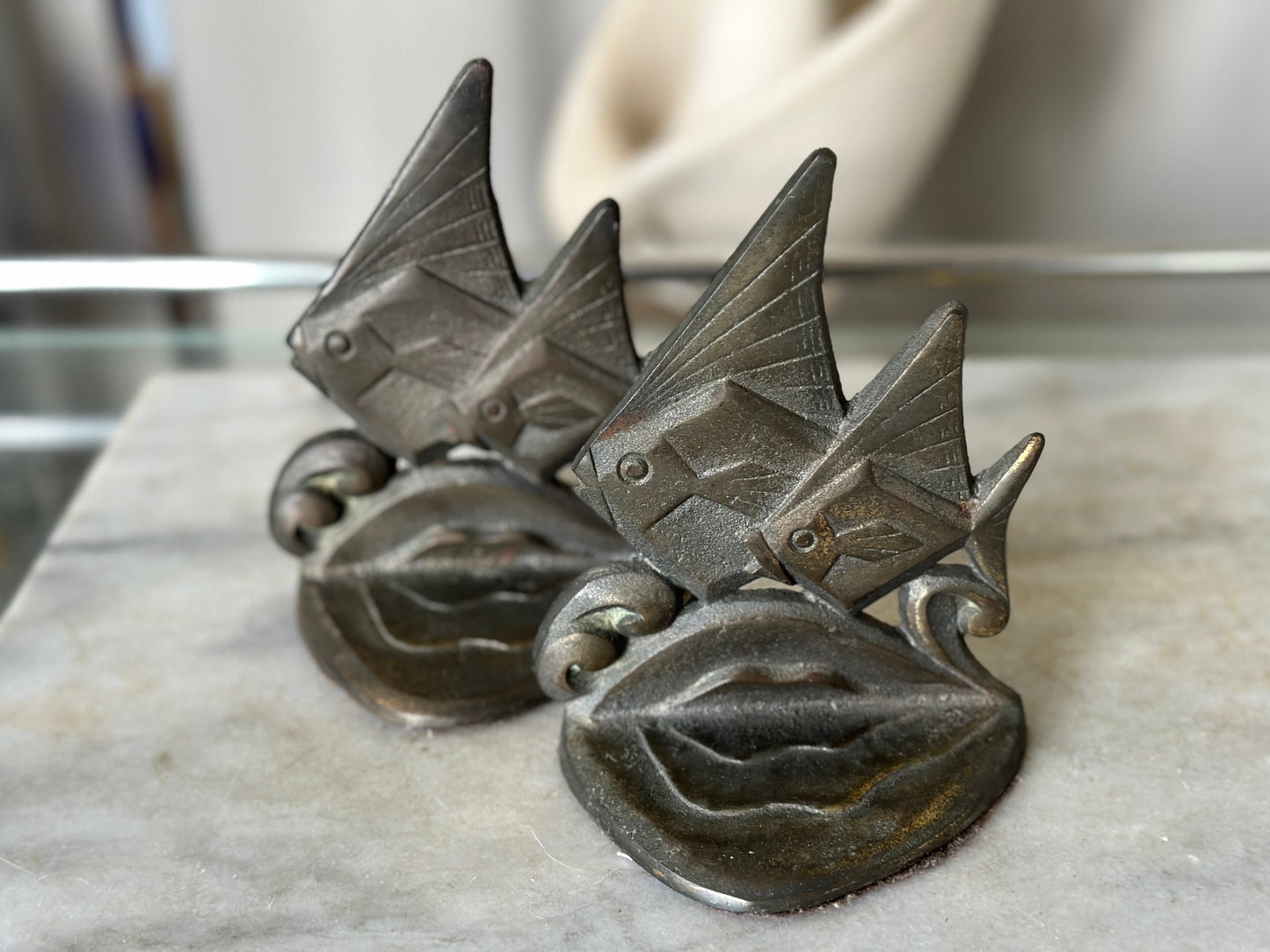 Antique Art Deco Cast Iron Angelfish