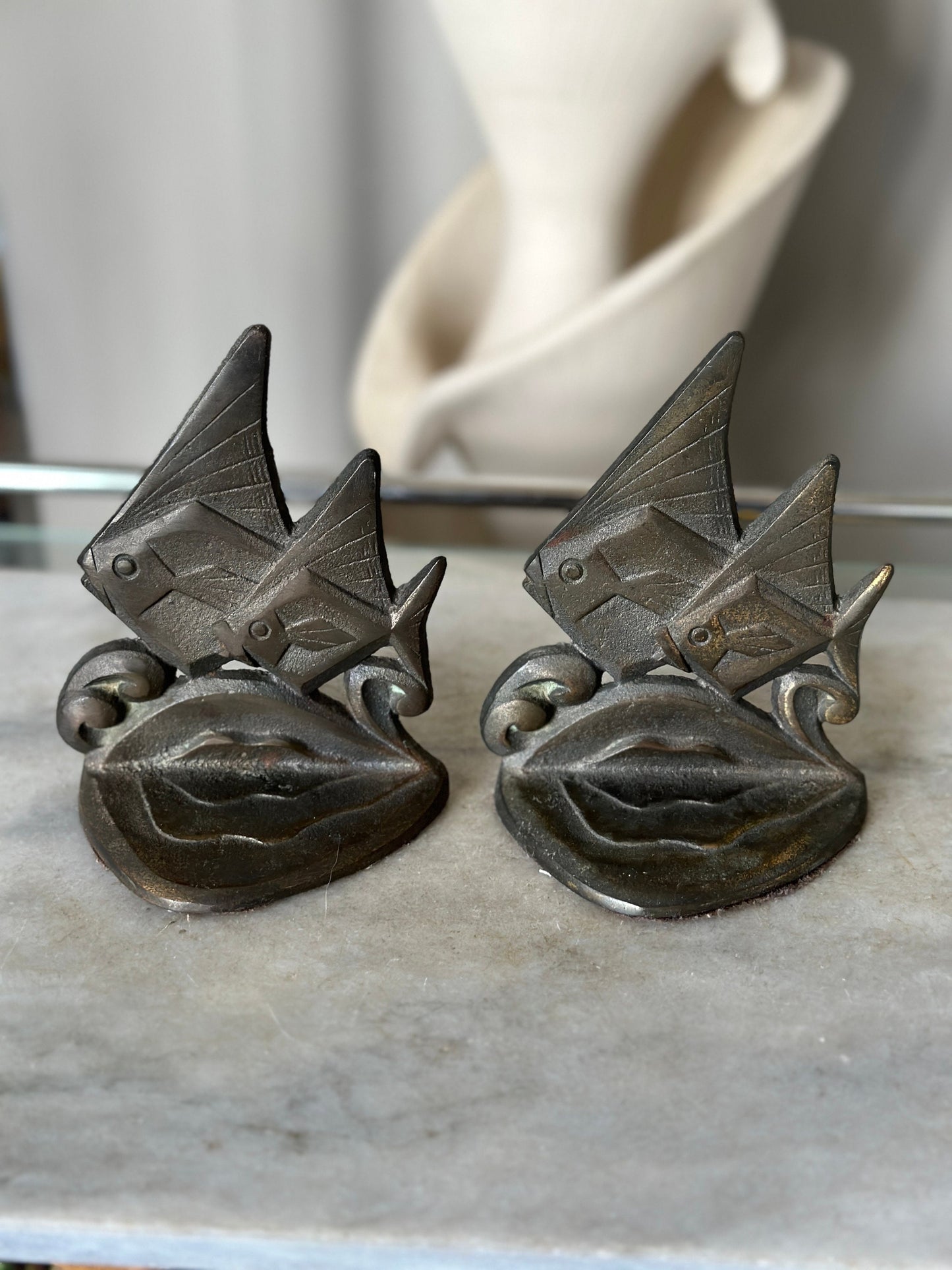 Antique Art Deco Cast Iron Angelfish