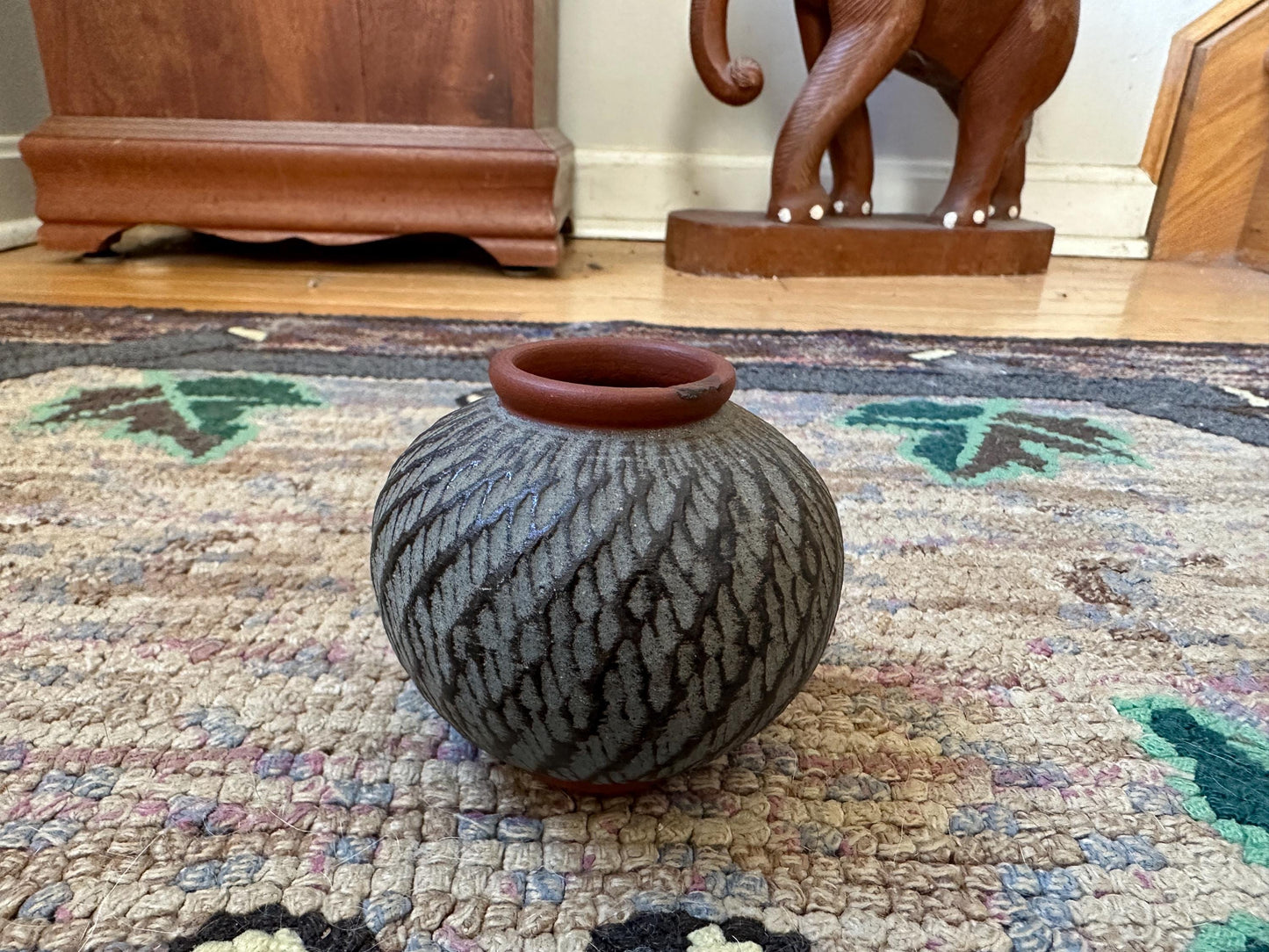 Mid Century W. Germany Vase Sgpraffto by Wekara Brown Beige Terracotta