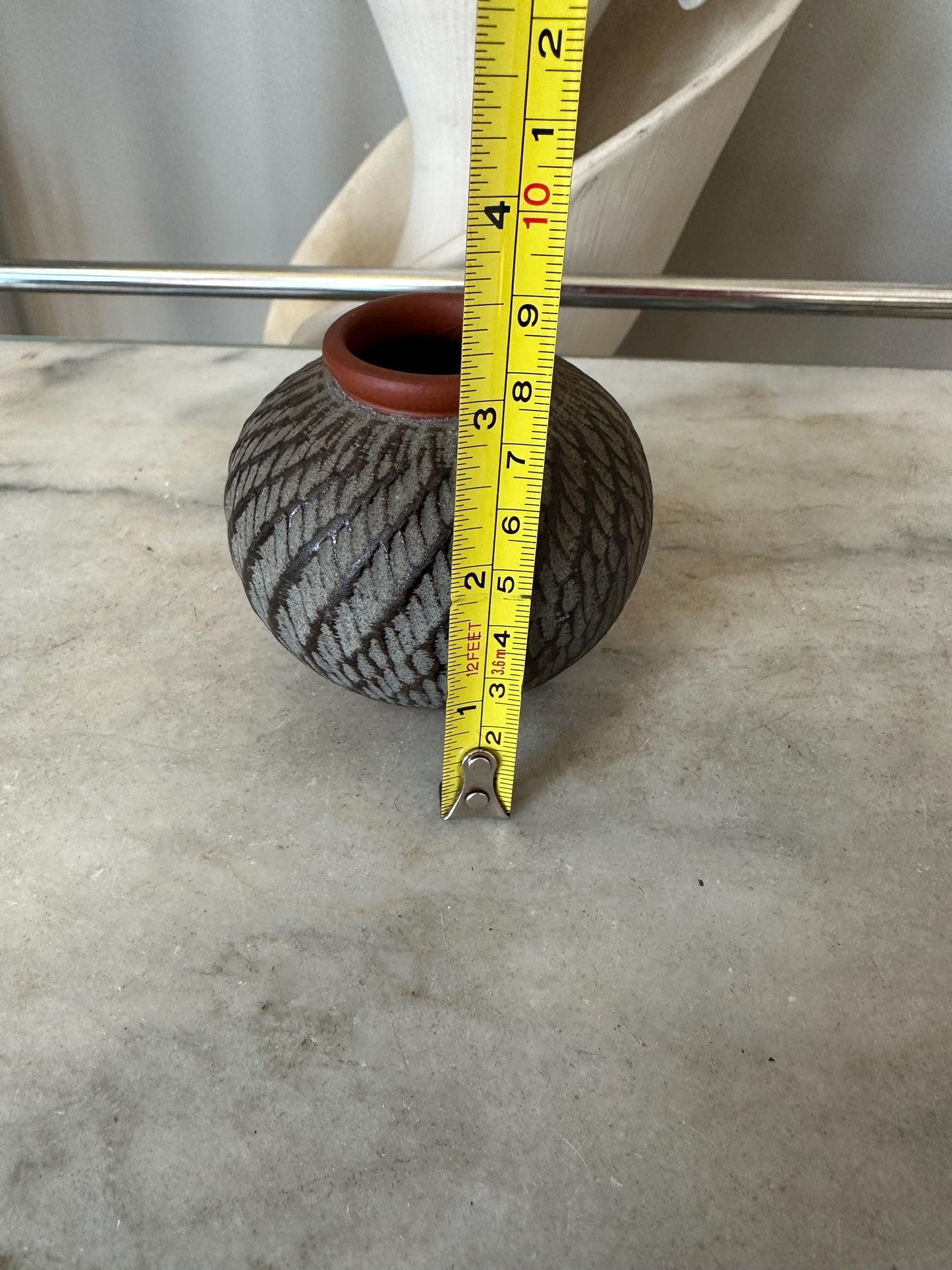 Mid Century W. Germany Vase Sgpraffto by Wekara Brown Beige Terracotta