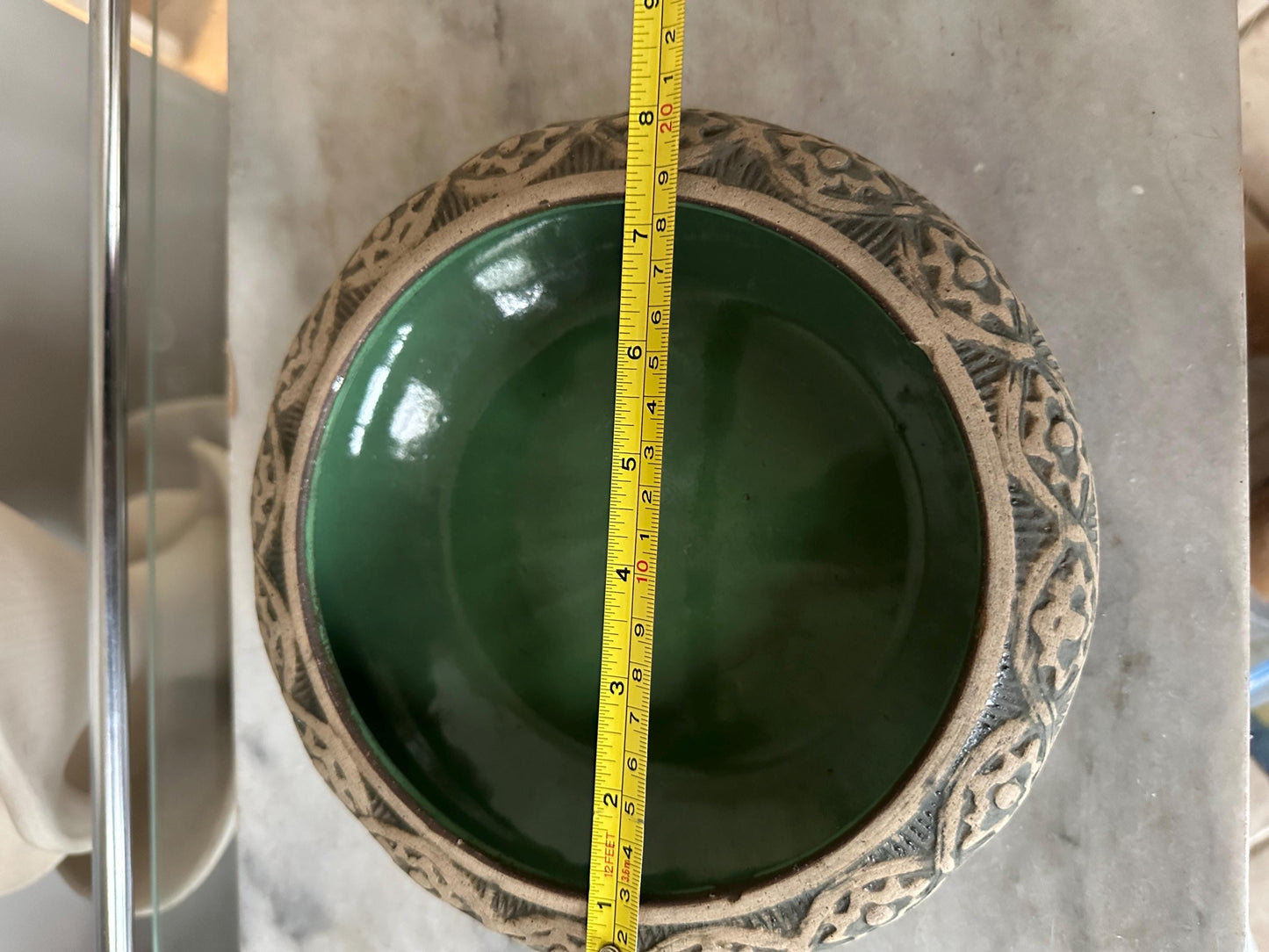 Antique Red Wing Pottery Planter: 1920s Arts & Crafts Green Bowl