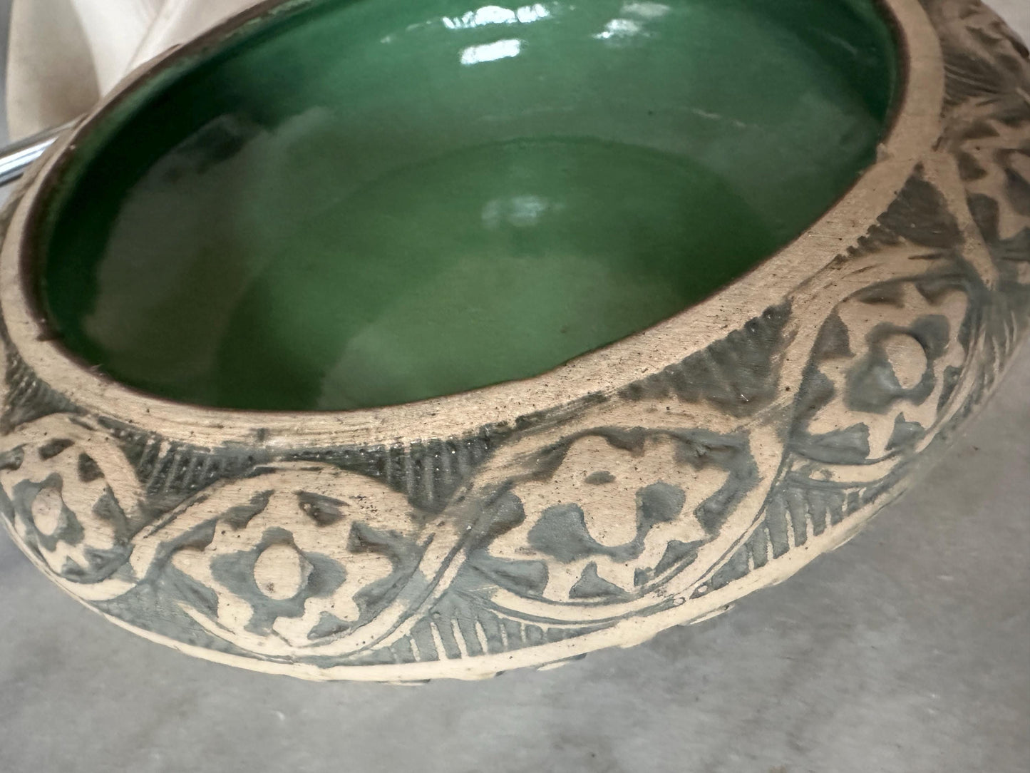 Antique Red Wing Pottery Planter: 1920s Arts & Crafts Green Bowl