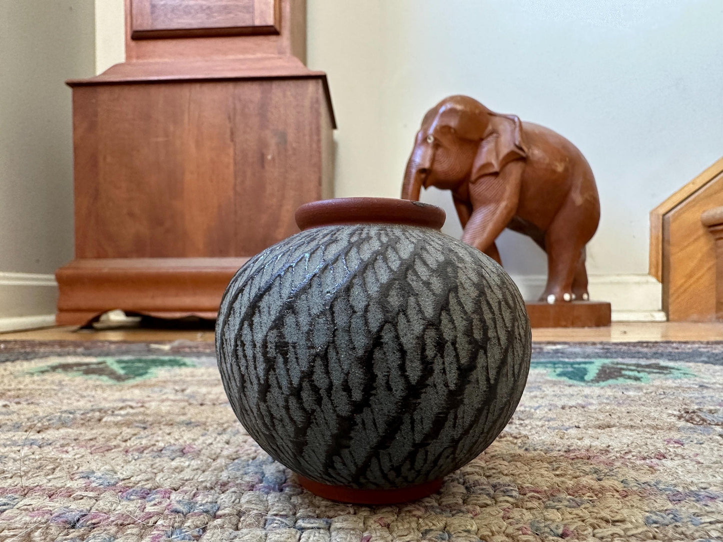 Mid Century W. Germany Vase Sgpraffto by Wekara Brown Beige Terracotta