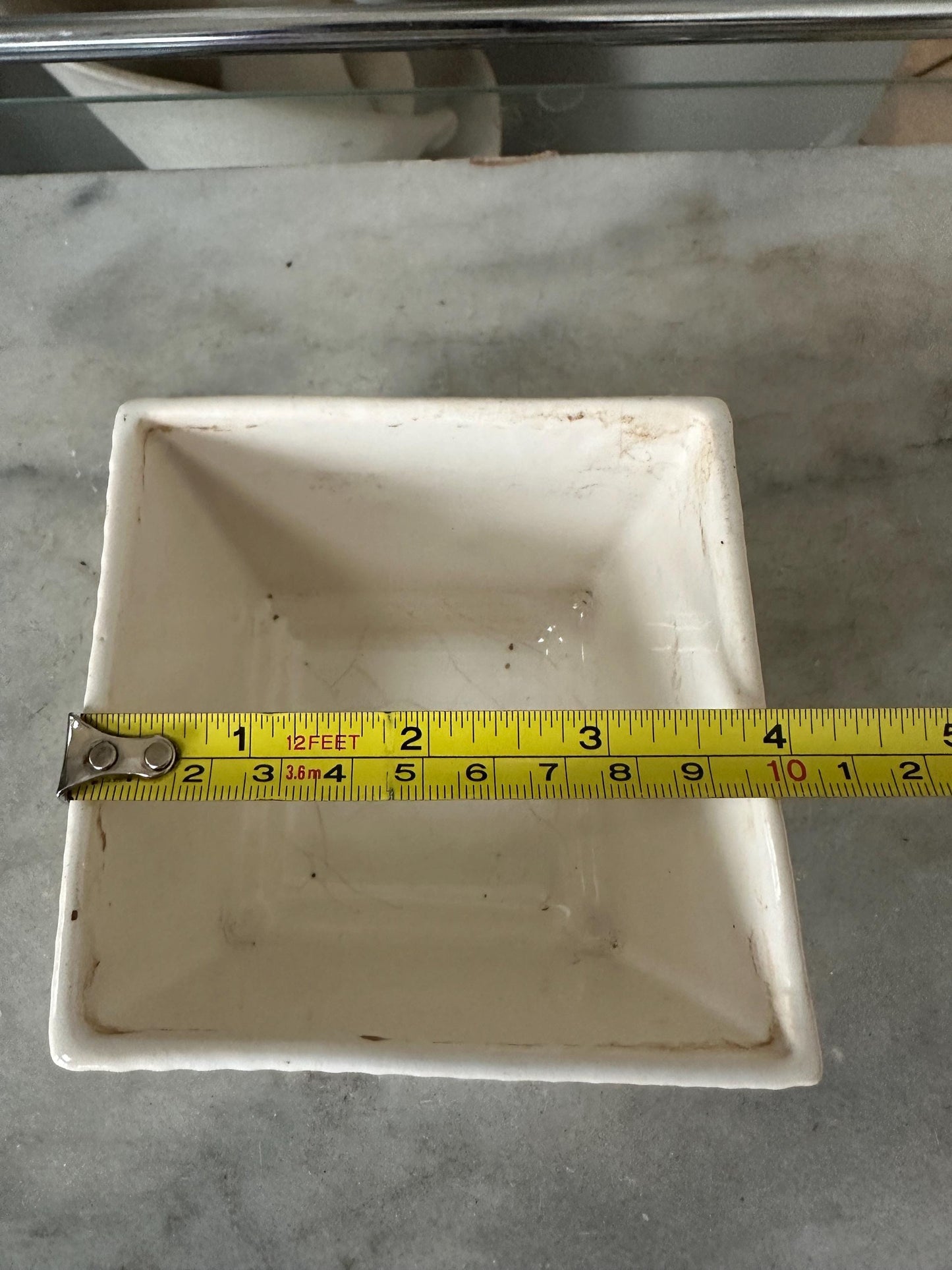 Vintage Brush (McCoy) 101 White Diamond Pattern Square Planter