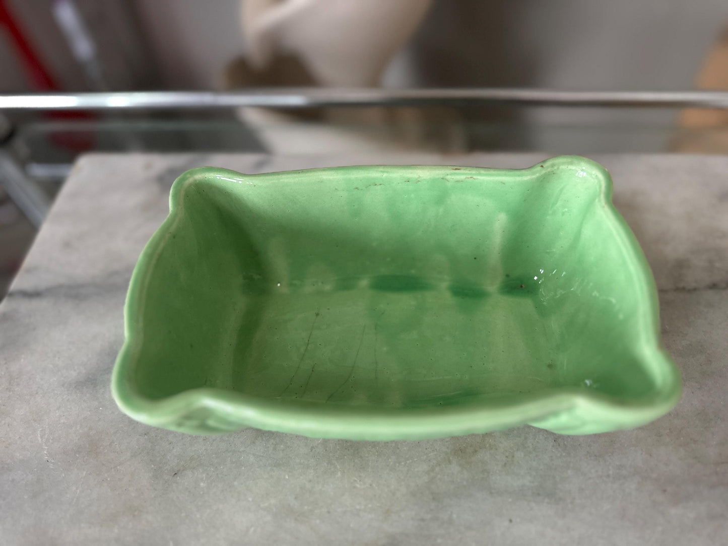 Vintage Ceramic Cookson Planter 1950's Basket design | Mint Green Cookson 625 USA Pottery