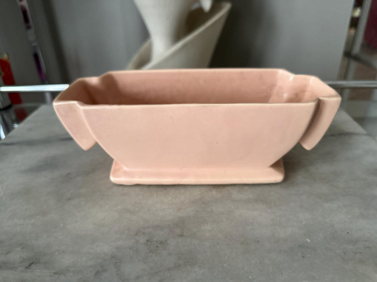Vintage McCoy Pink Pottery Planter: Mid Century Art Deco Garden Club
