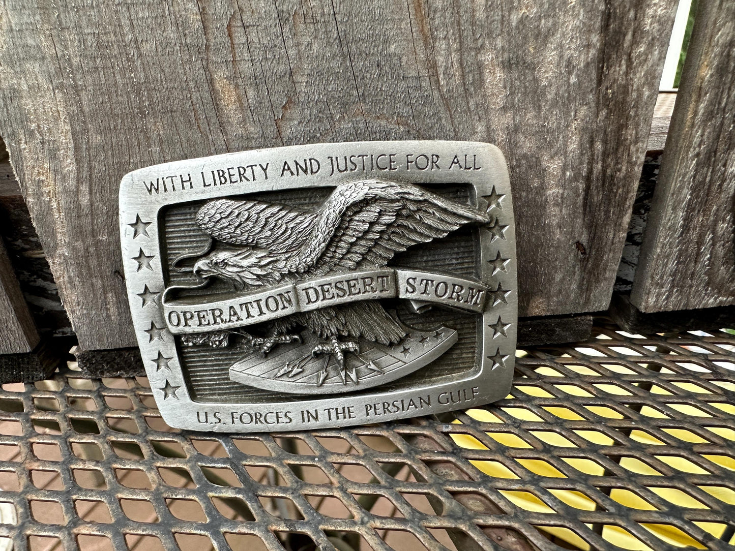 Vtg MCMXC Operation Desert Storm War Eagle Commemorative Belt Buckle