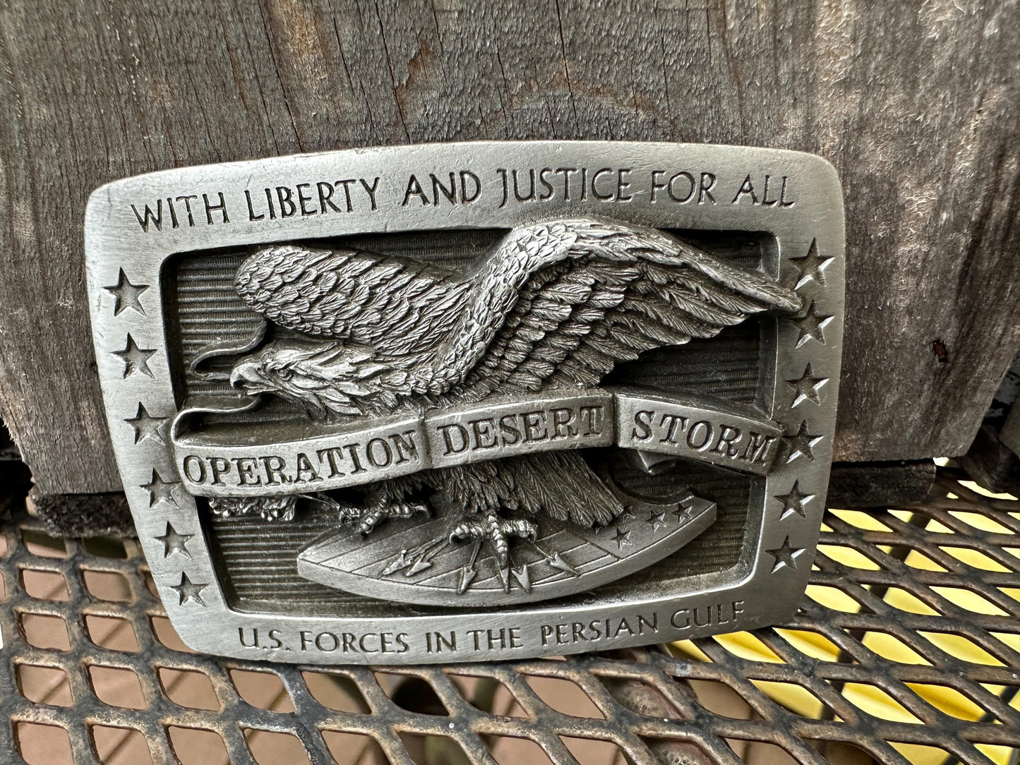 Vtg MCMXC Operation Desert Storm War Eagle Commemorative Belt Buckle