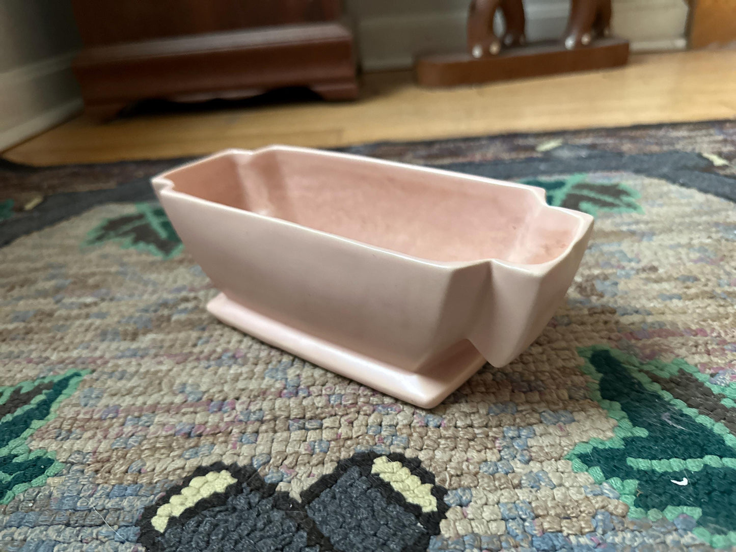 Vintage McCoy Pink Pottery Planter: Mid Century Art Deco Garden Club