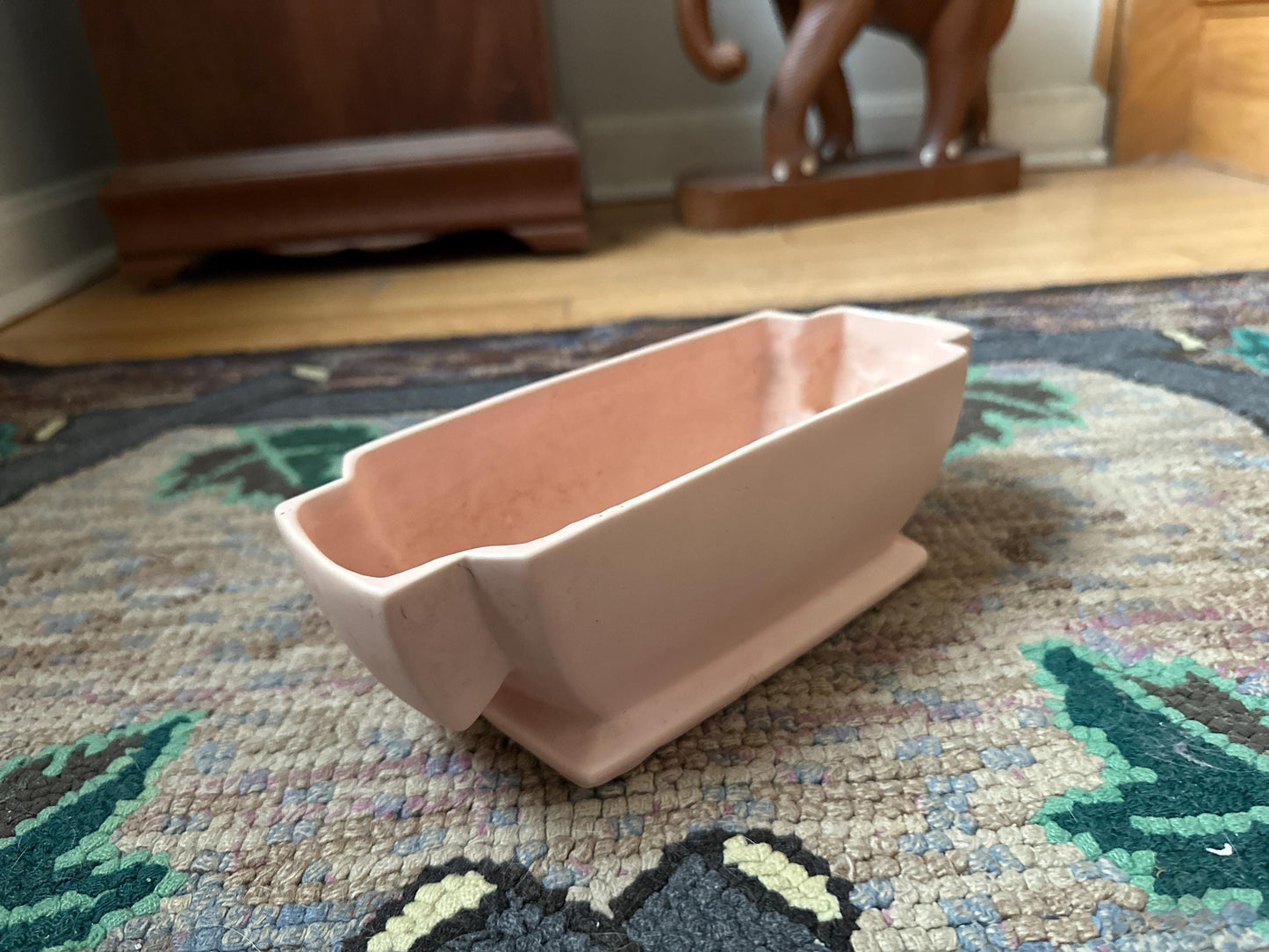 Vintage McCoy Pink Pottery Planter: Mid Century Art Deco Garden Club