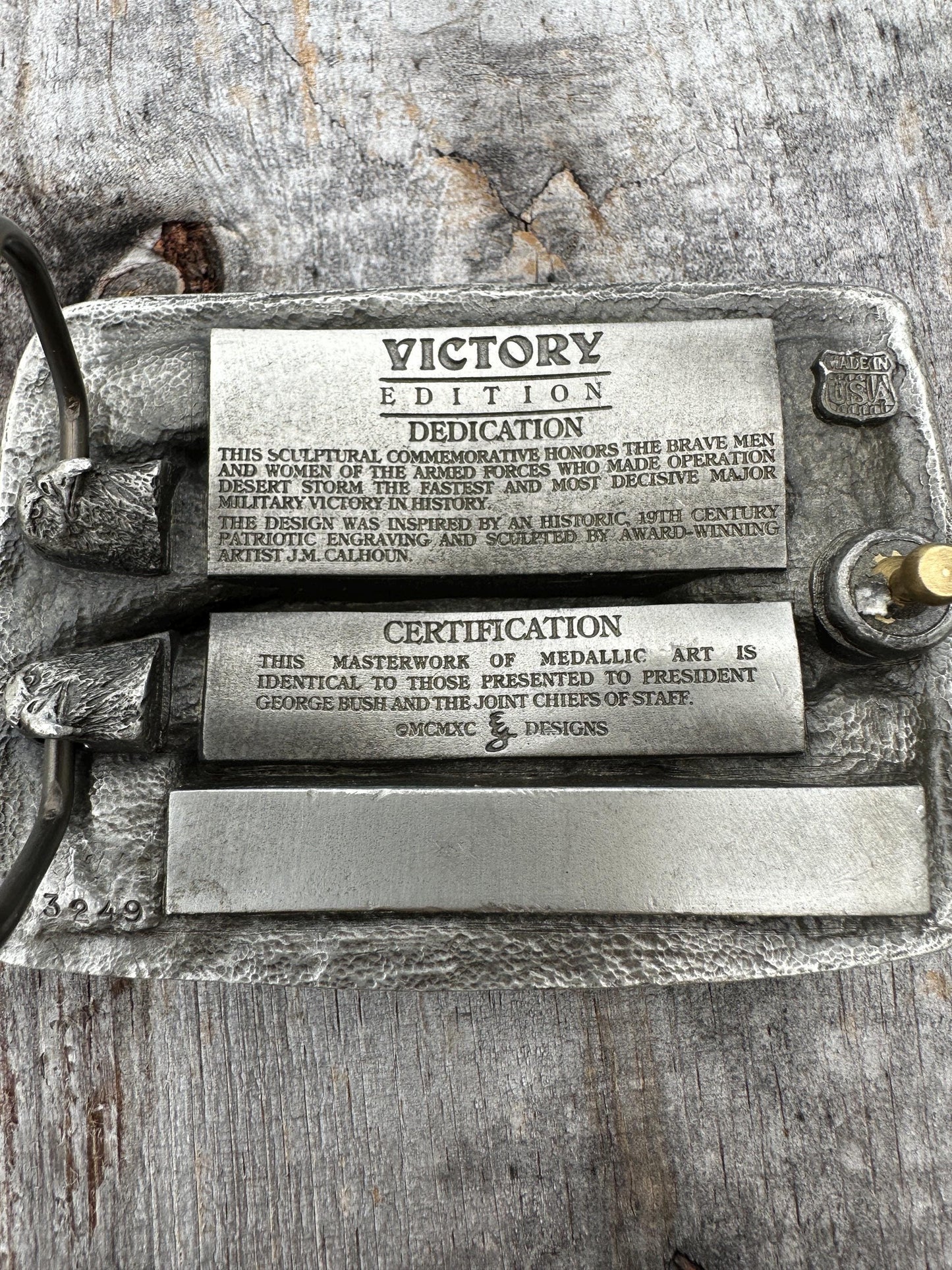 Vtg MCMXC Operation Desert Storm War Eagle Commemorative Belt Buckle