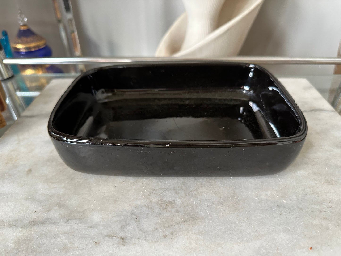 Vintage Haeger Glossy Black Ebony Glaze Planter Succulents Plants Flowers Herbs