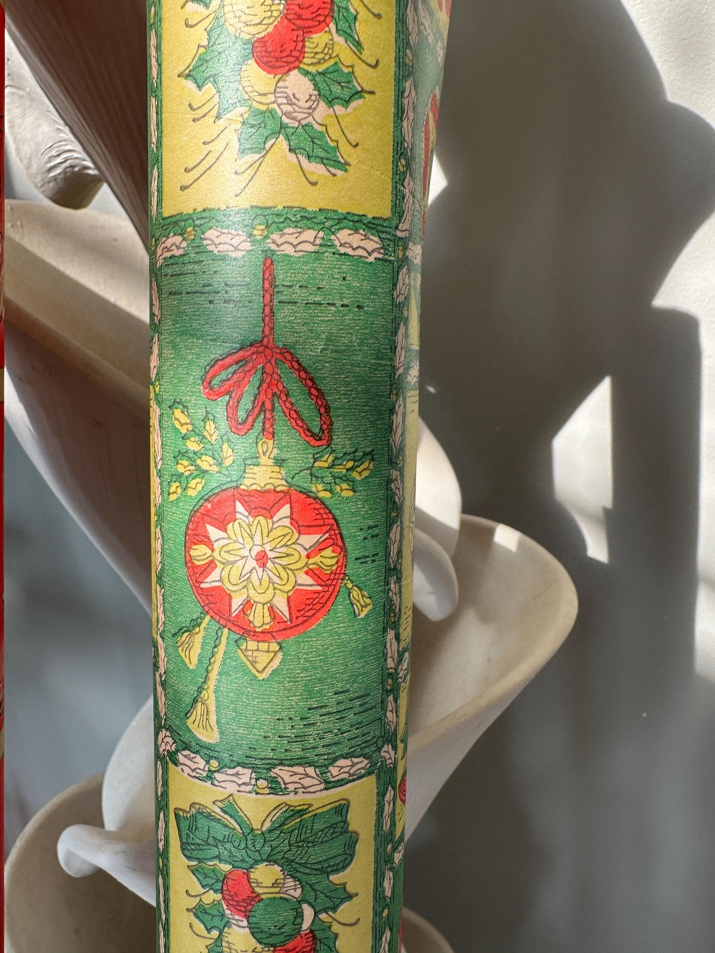 Vintage Christmas Wrapping Paper Rolls: MCM Angel, Candle, Ornament Designs