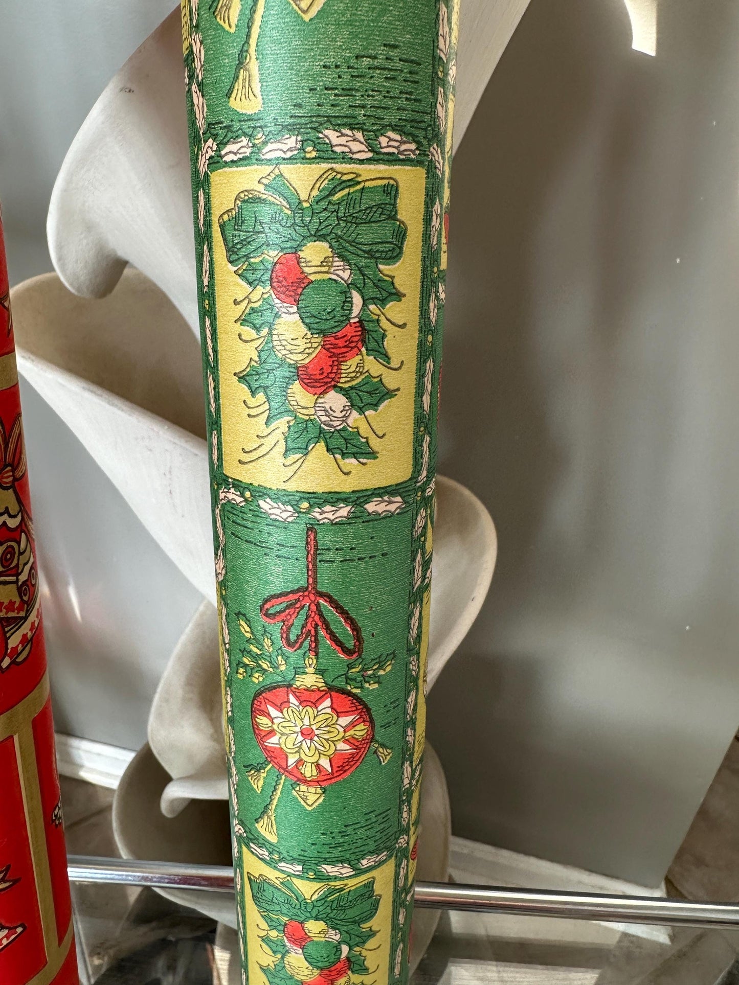 Vintage Christmas Wrapping Paper Rolls: MCM Angel, Candle, Ornament Designs