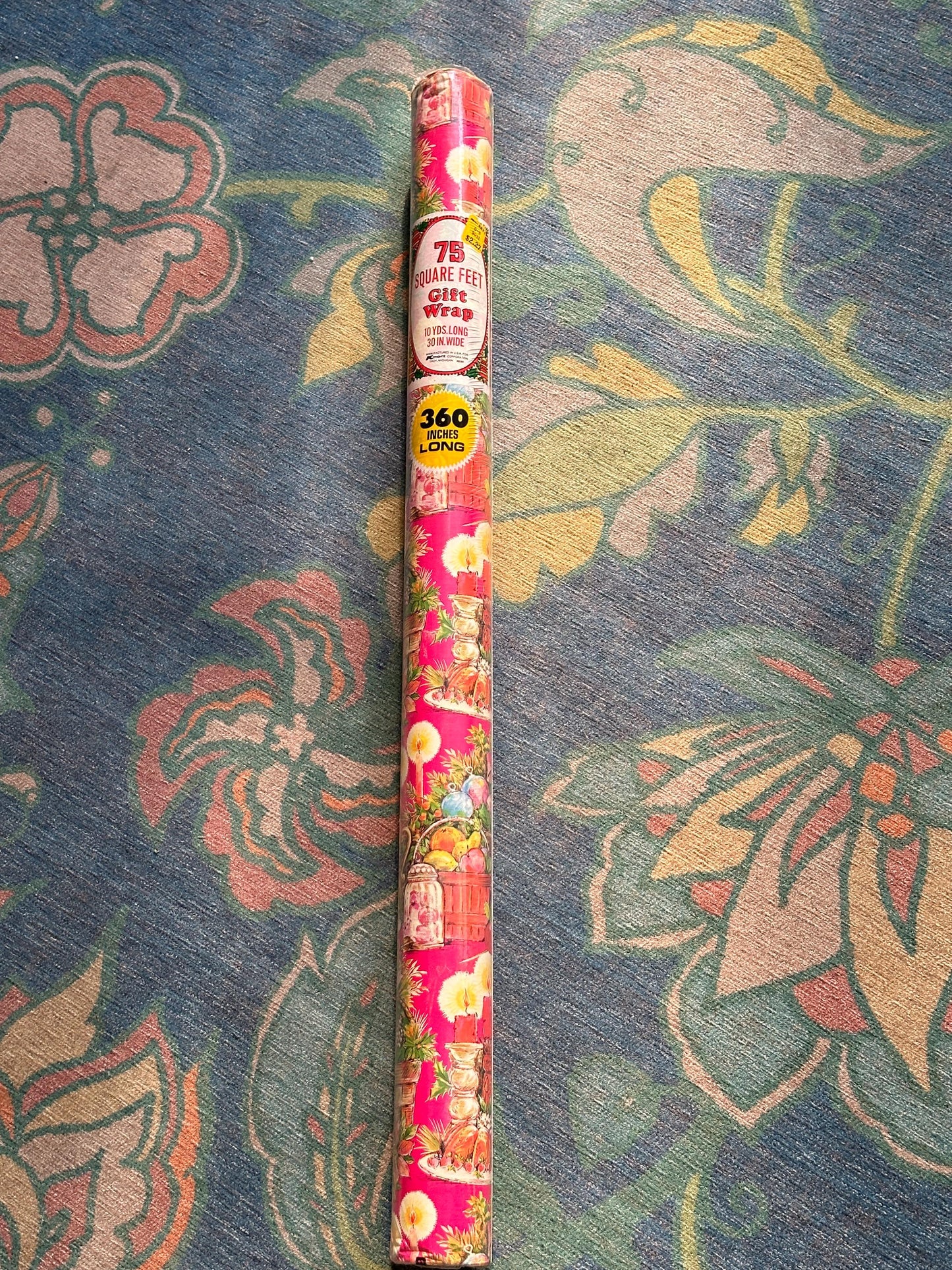 1960s Christmas Gift Wrap Roll Sealed Retro  Candles NOS Vintage Christmas, Red | Kmart Retro Wallpaper