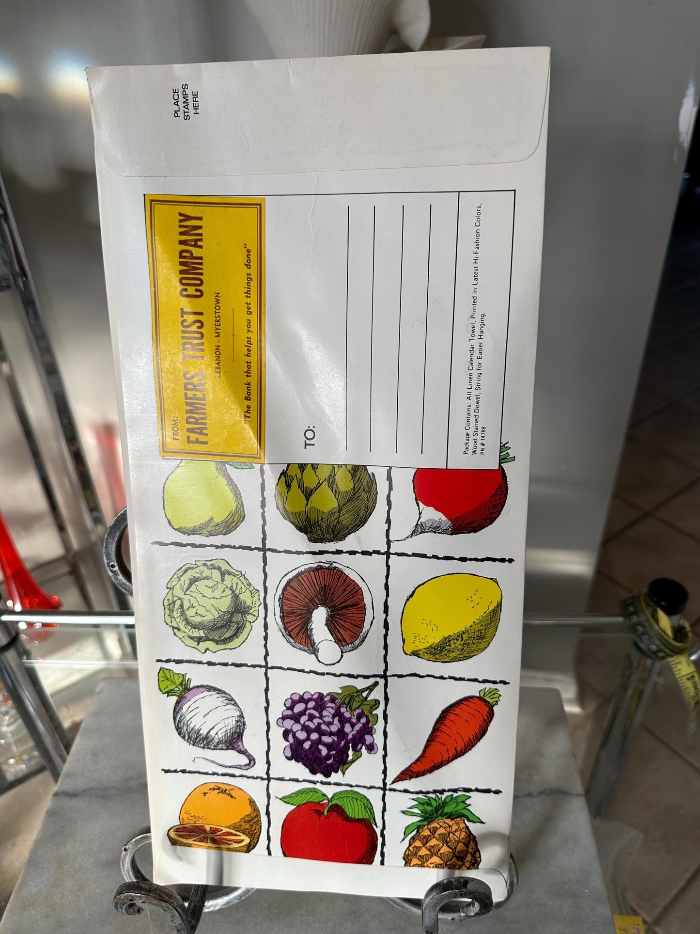 1973 Parisian Prints Linen Kitchen Towel: Vintage Calendar, PA Dutch UNUSED