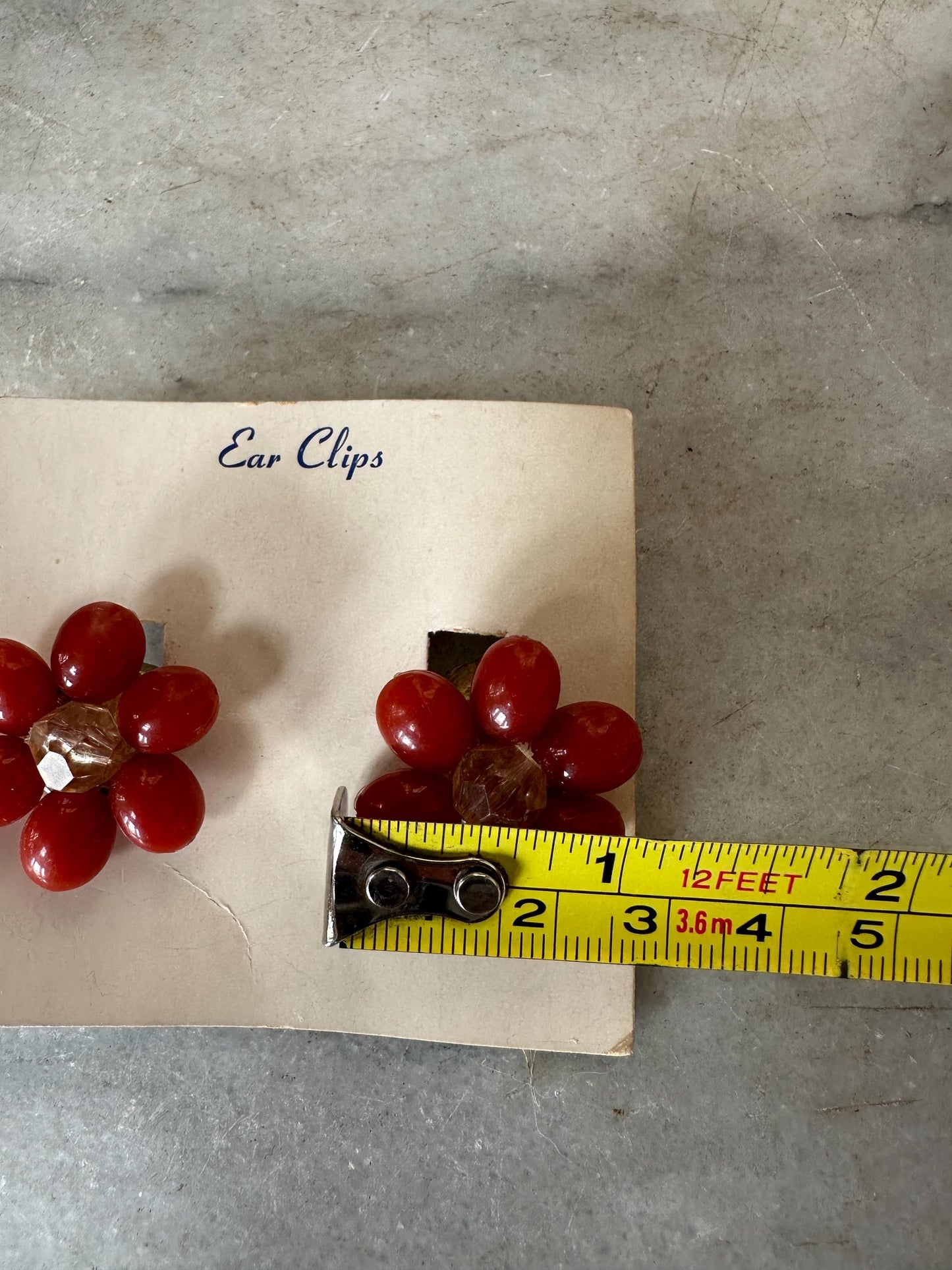 Vintage Orange Bead Cluster Clip On Earrings: West Germany Costume Jewelry