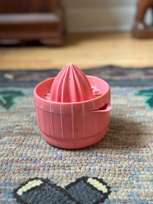 1960s Vintage Red Color Plastic Manual Press Juicer Kitchenware