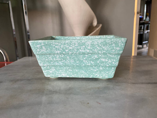 Vintage Sequoia Pottery Planter: Blue Speckled Spatterware, Mid-Century Decor