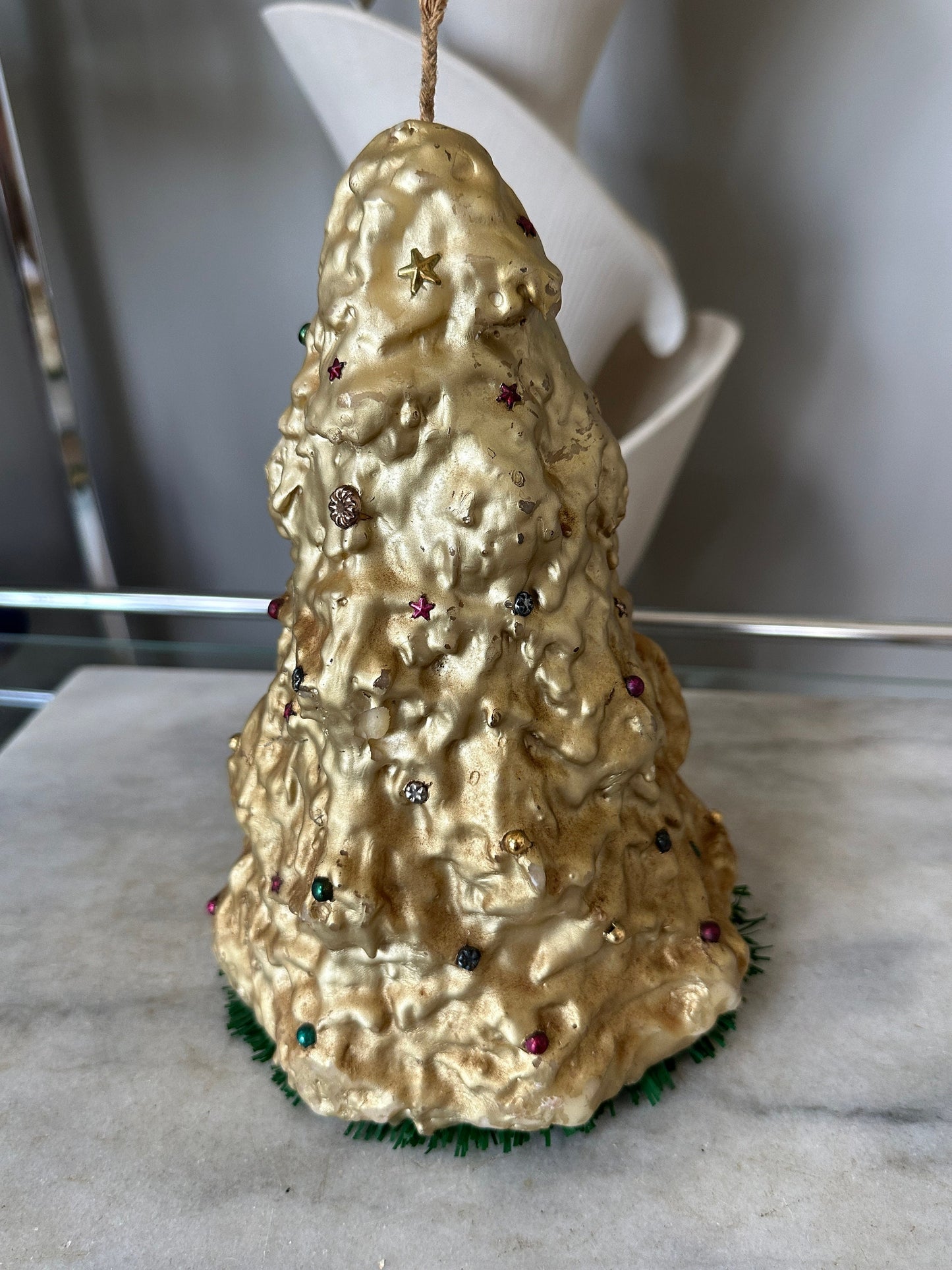 Vintage Large 1950s MCM Penn Wax Works Christmas Tree Holiday Candle ~ 9” H