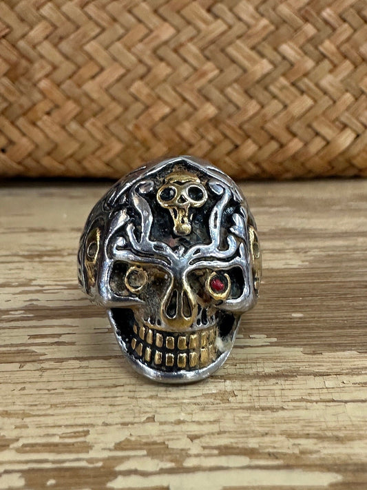 Vampire Skull Ring, stainless steel, biker, goth, metal, viking, pagan, celtic - Sizes 10 Mens