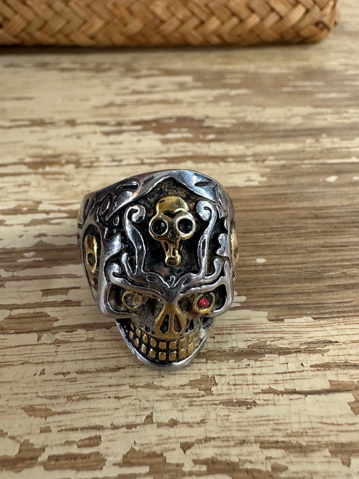 Vampire Skull Ring, stainless steel, biker, goth, metal, viking, pagan, celtic - Sizes 10 Mens