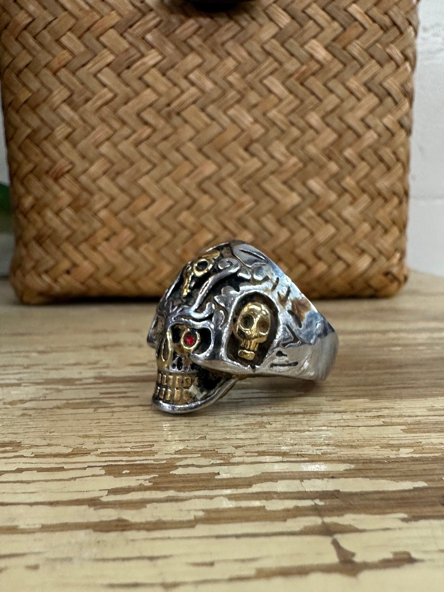 Vampire Skull Ring, stainless steel, biker, goth, metal, viking, pagan, celtic - Sizes 10 Mens