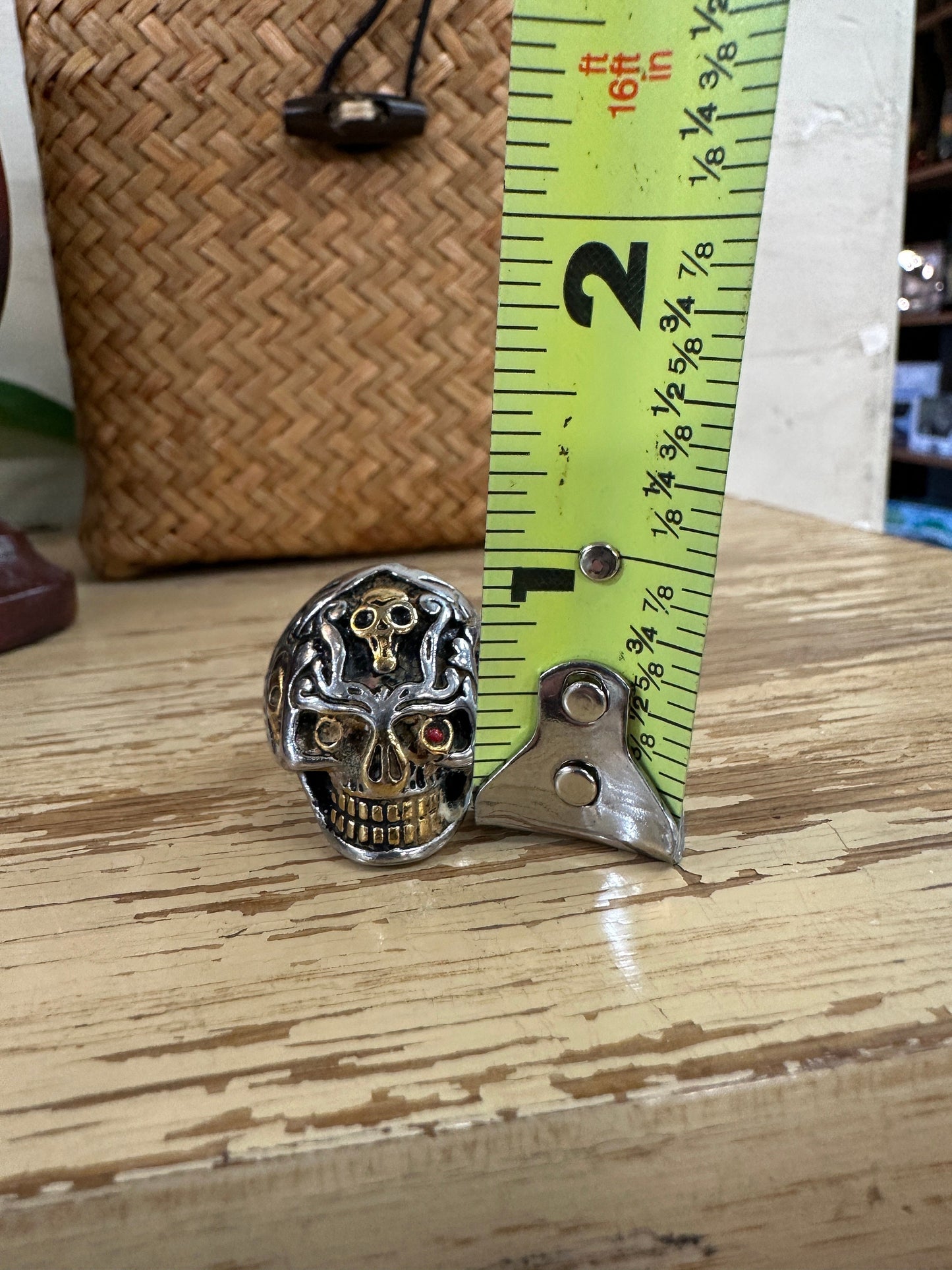 Vampire Skull Ring, stainless steel, biker, goth, metal, viking, pagan, celtic - Sizes 10 Mens