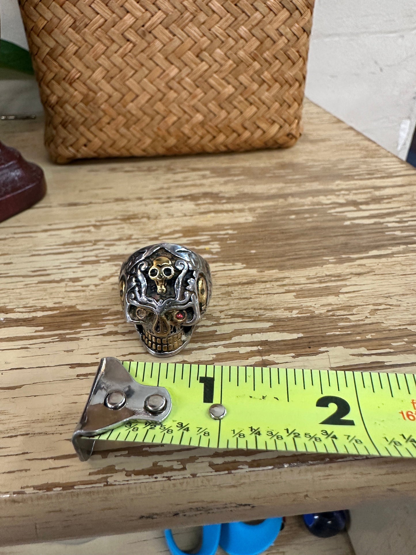 Vampire Skull Ring, stainless steel, biker, goth, metal, viking, pagan, celtic - Sizes 10 Mens