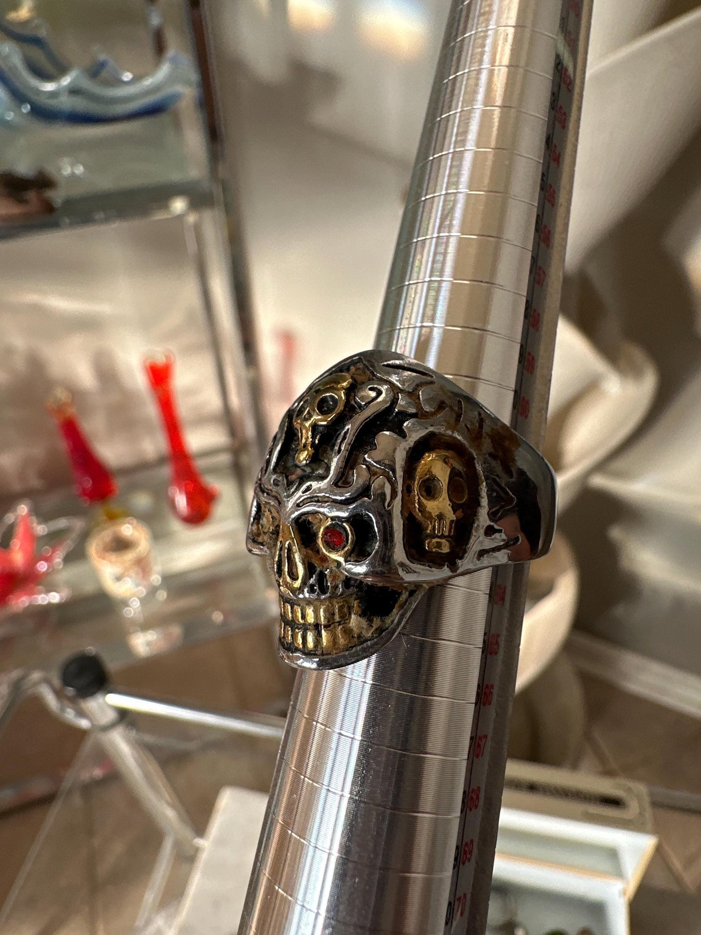 Vampire Skull Ring, stainless steel, biker, goth, metal, viking, pagan, celtic - Sizes 10 Mens