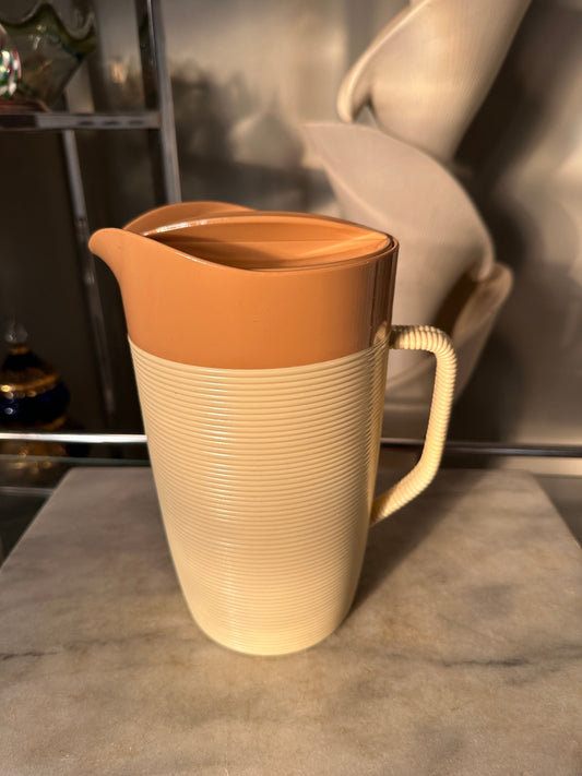 Vintage Raffiaware Thermo-temp Ribbed Vintage Pitcher Brown & Beige