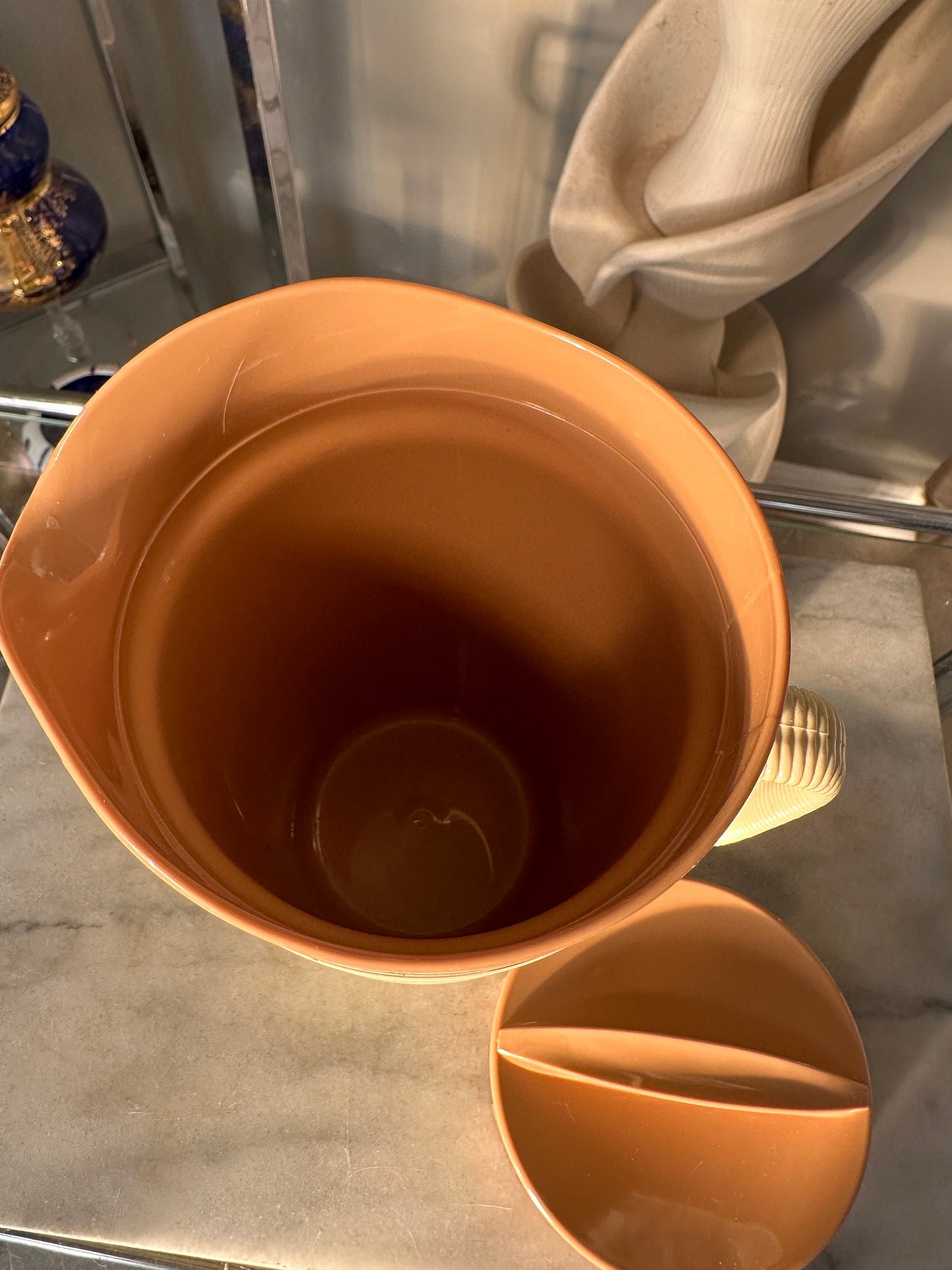 Vintage Raffiaware Thermo-temp Ribbed Vintage Pitcher Brown & Beige