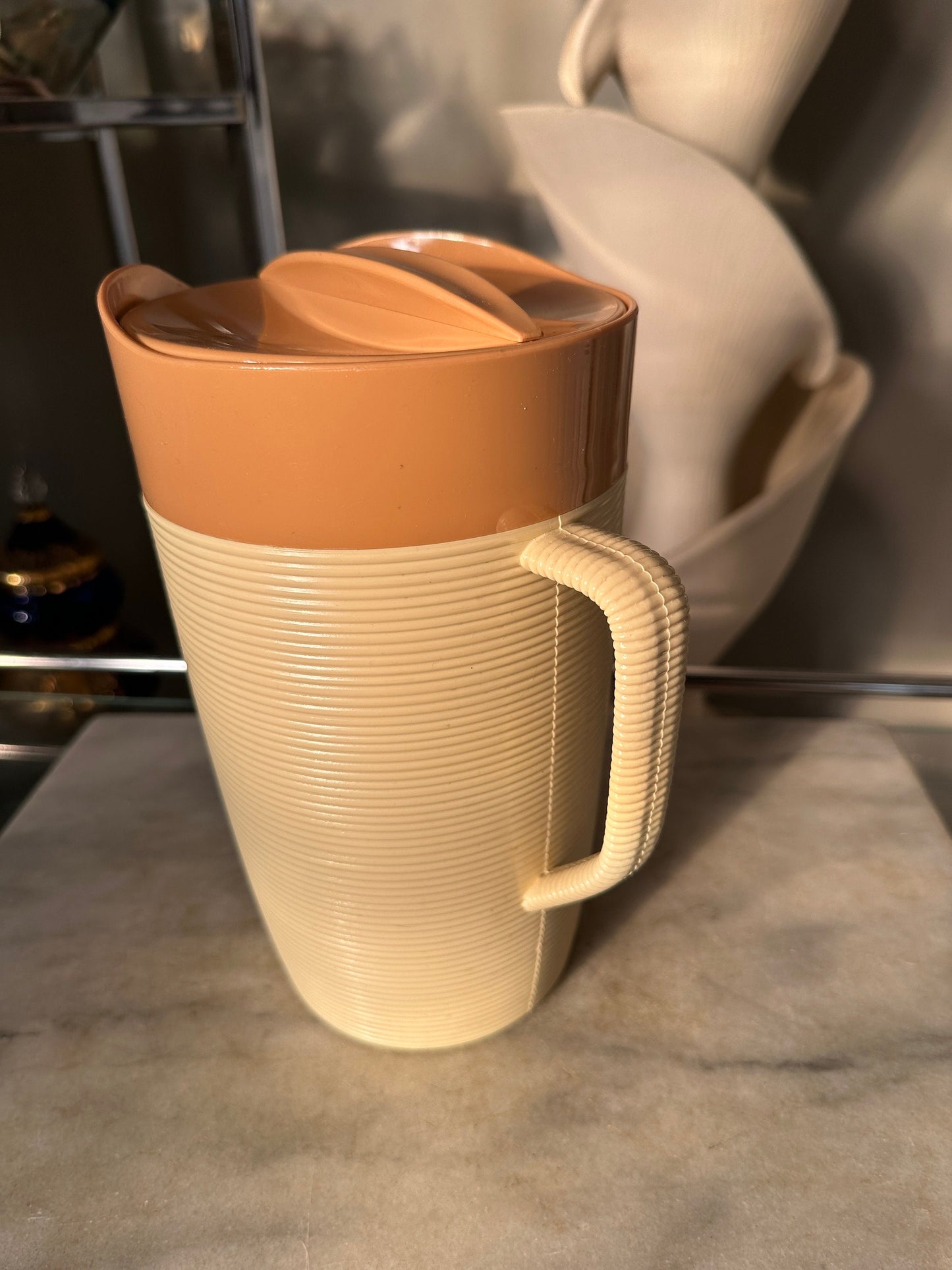 Vintage Raffiaware Thermo-temp Ribbed Vintage Pitcher Brown & Beige