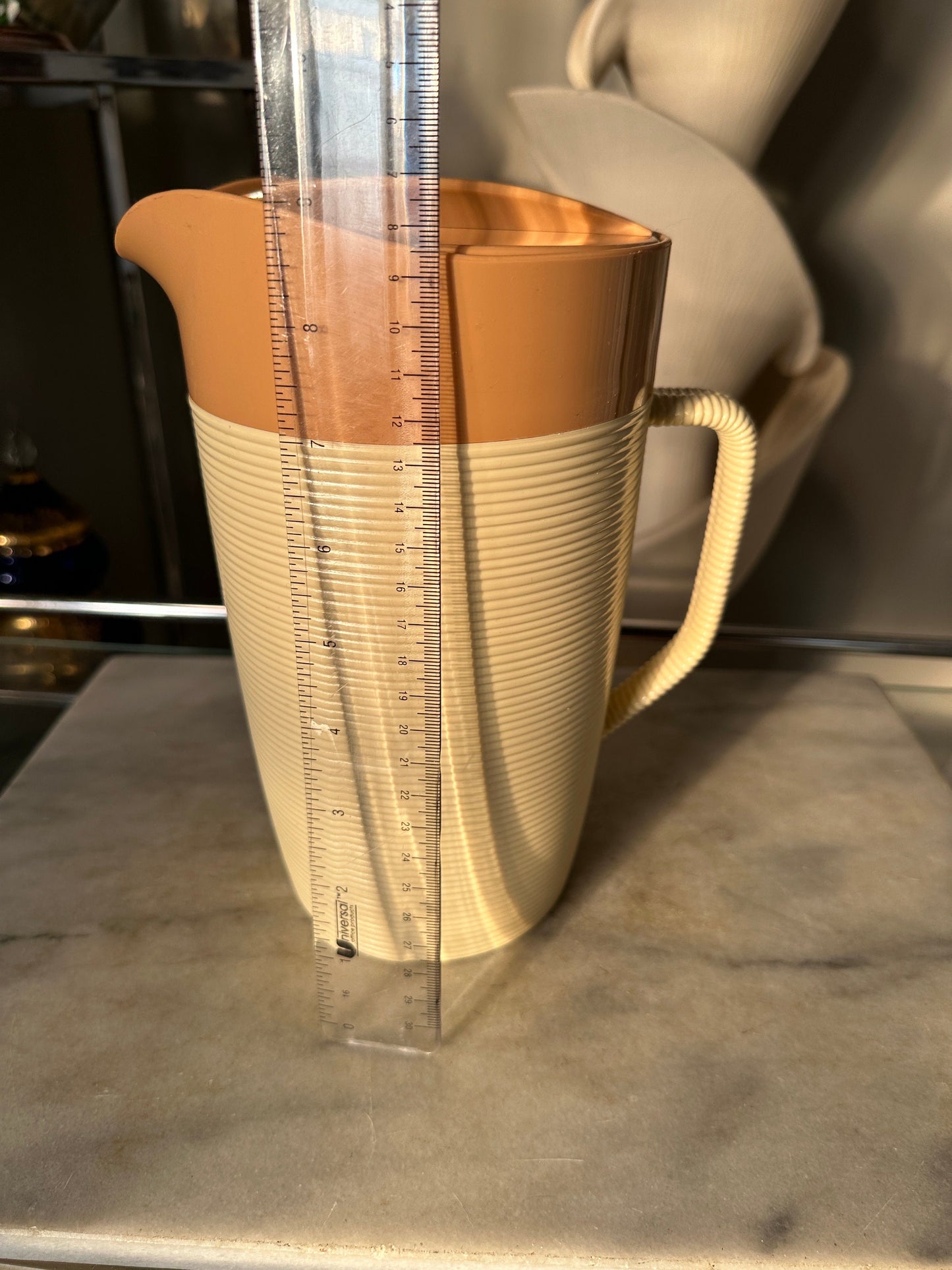 Vintage Raffiaware Thermo-temp Ribbed Vintage Pitcher Brown & Beige