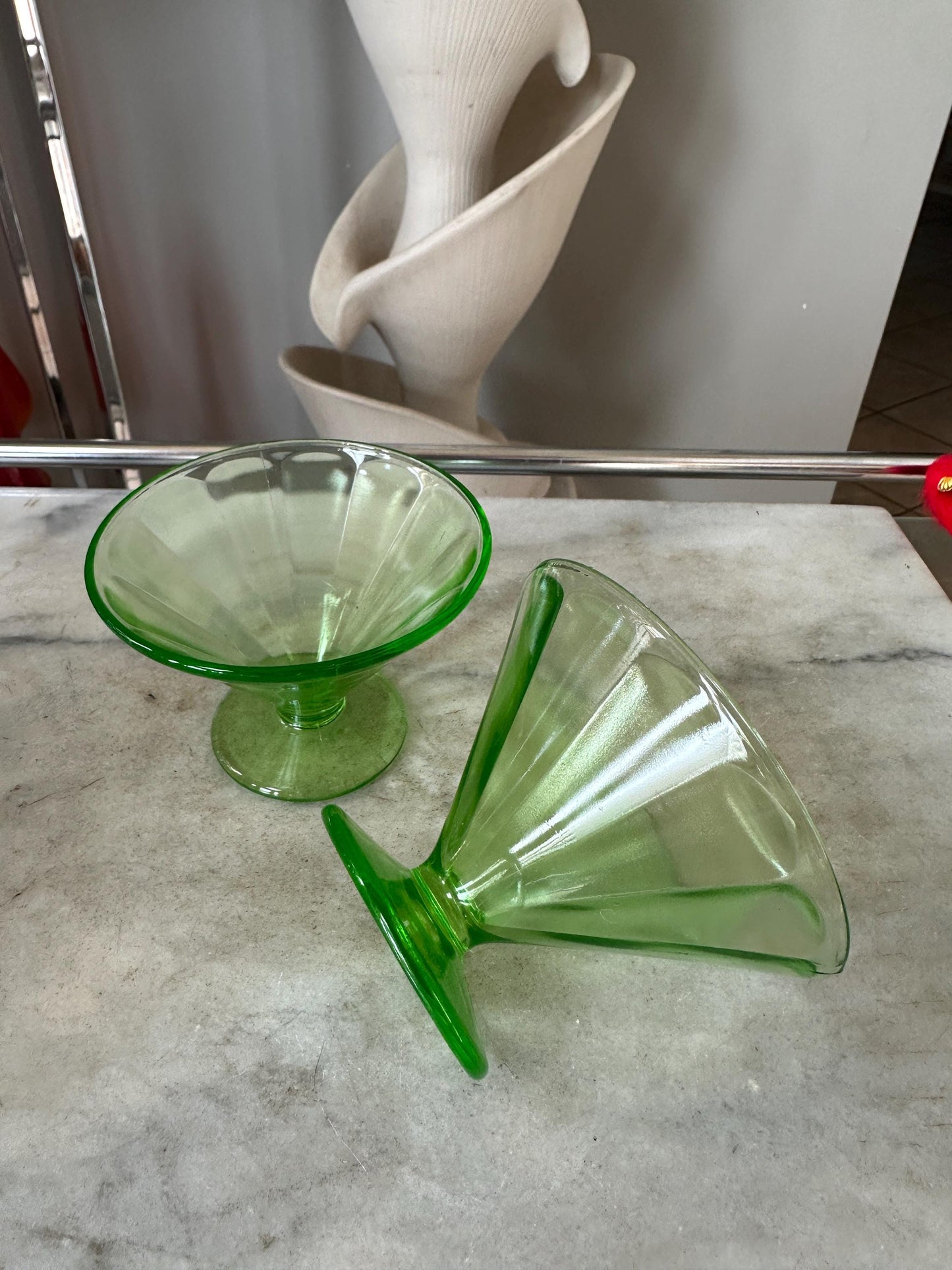 Vintage Green Depression Glass Federal Glass, Sherbet/Fruit/Dessert Bowls - Set of 2