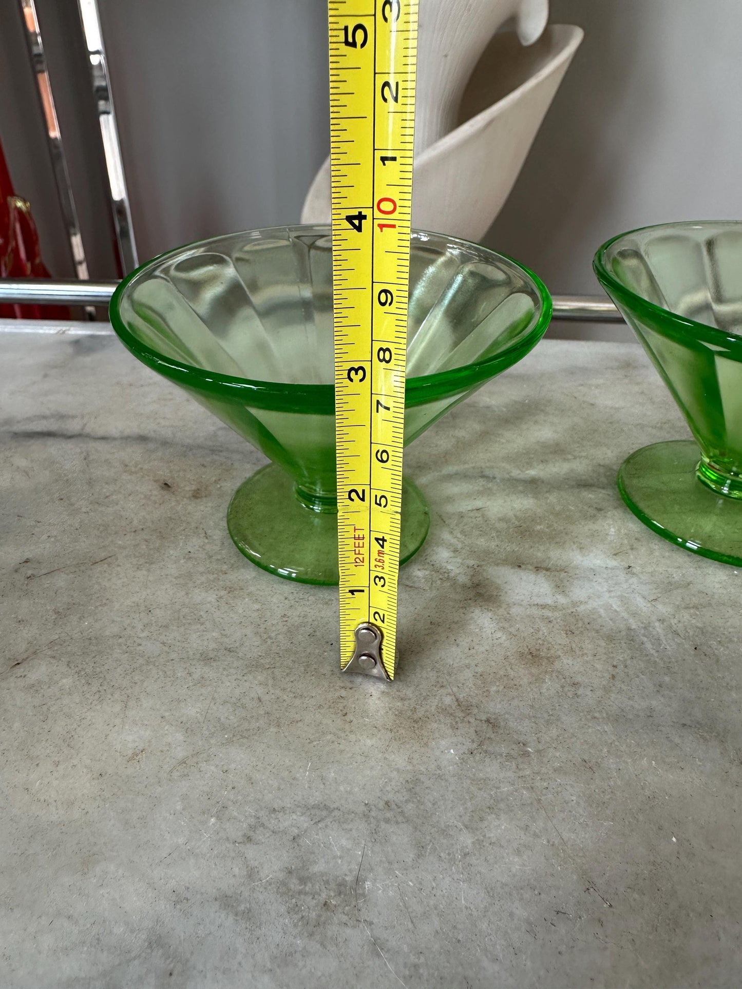 Vintage Green Depression Glass Federal Glass, Sherbet/Fruit/Dessert Bowls - Set of 2