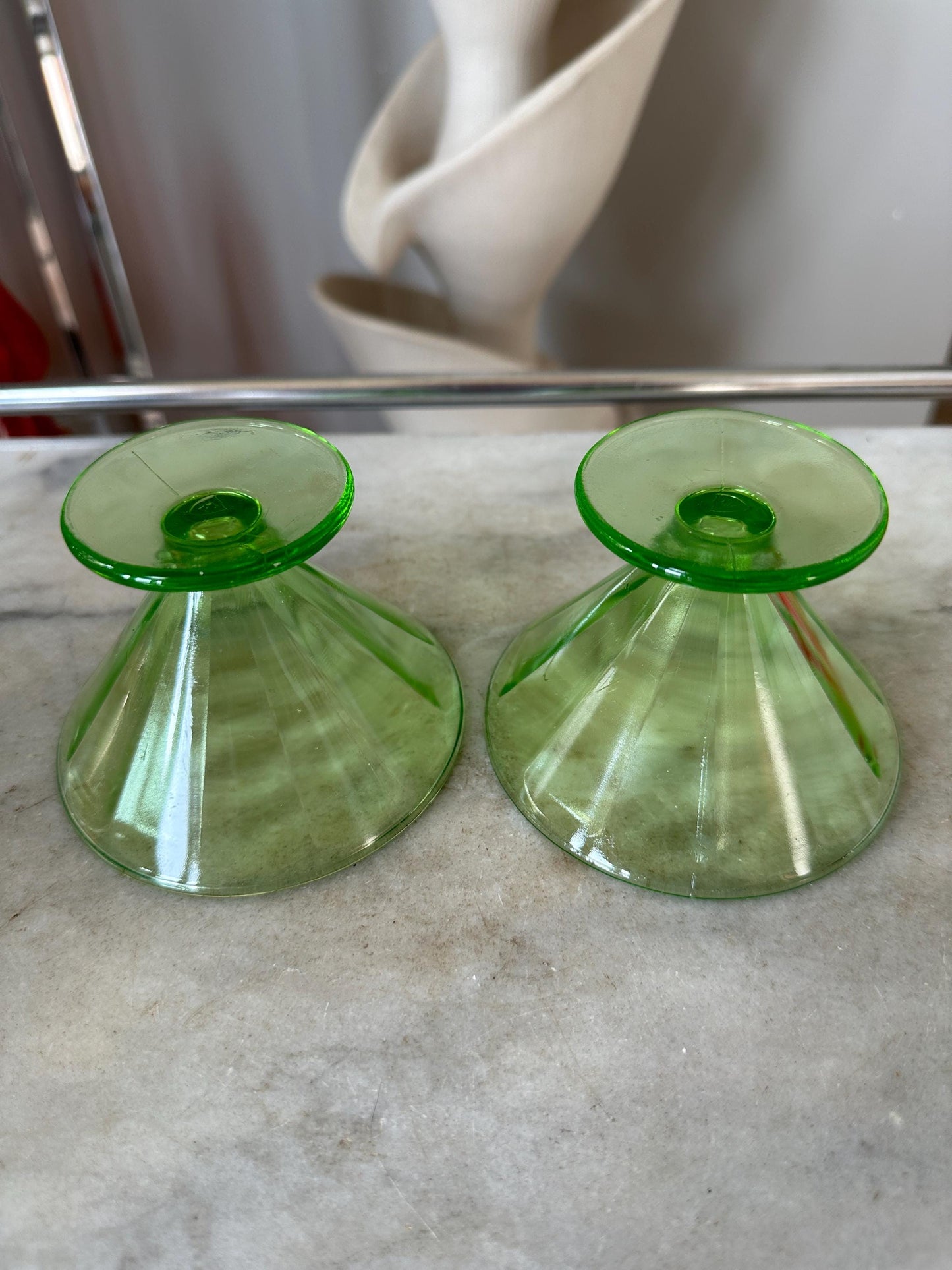 Vintage Green Depression Glass Federal Glass, Sherbet/Fruit/Dessert Bowls - Set of 2
