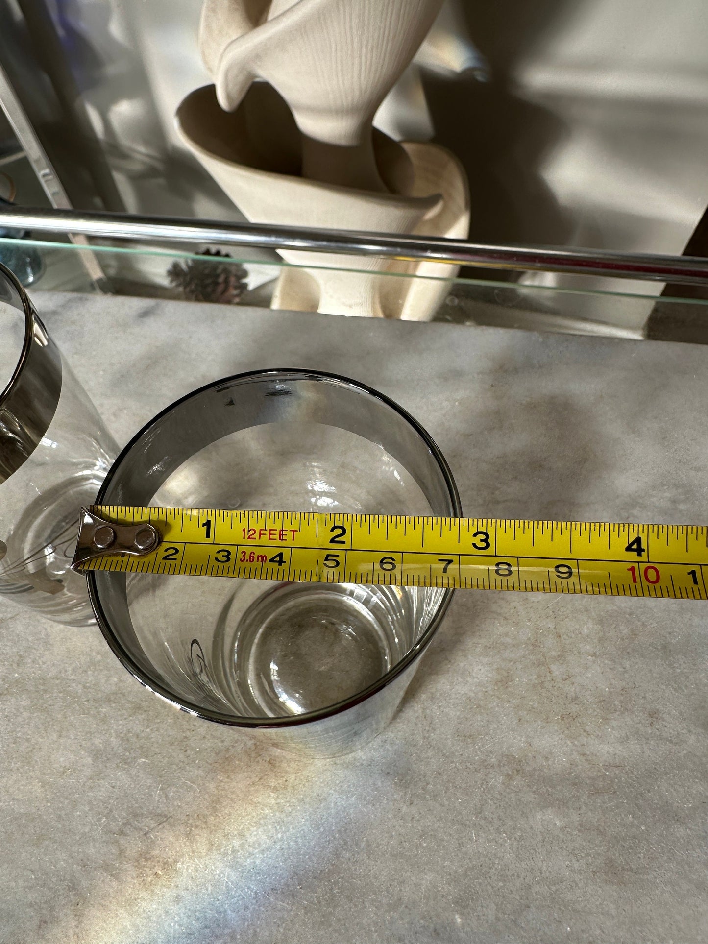 Dorothy Thorpe Style Highball Glasses: Platinum Band Monogram 'G' - Set of 2