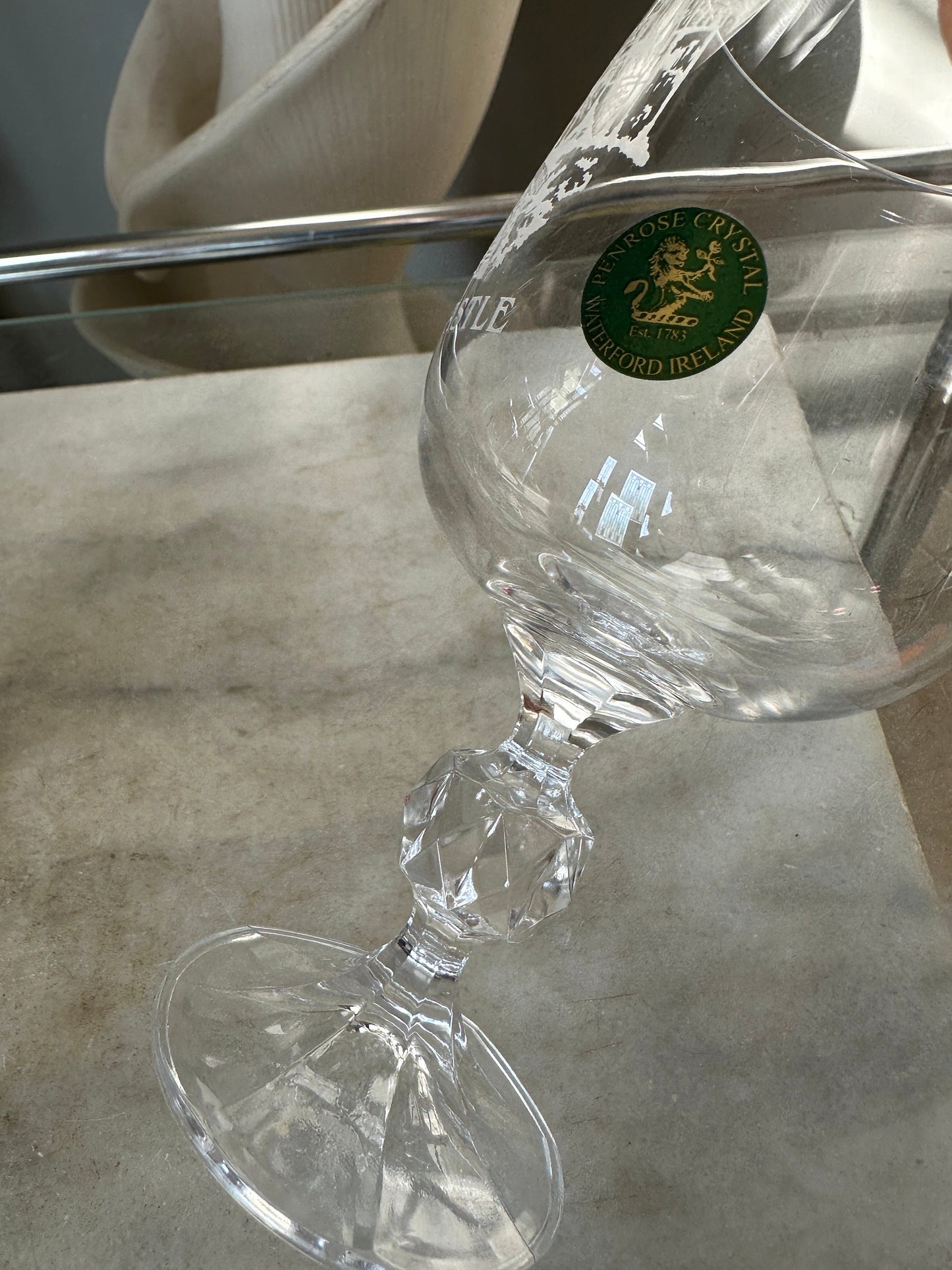 Vintage Waterford Crystal Goblets: Bunratty Castle Souvenir, Boxed